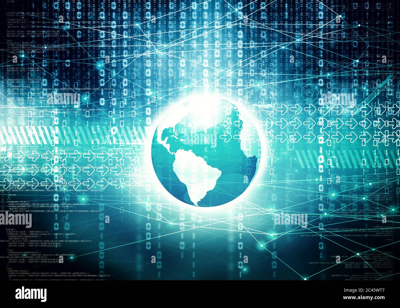 Konzeptionelles Bild der virrtuellen Datenverarbeitung im Internet Stockfoto