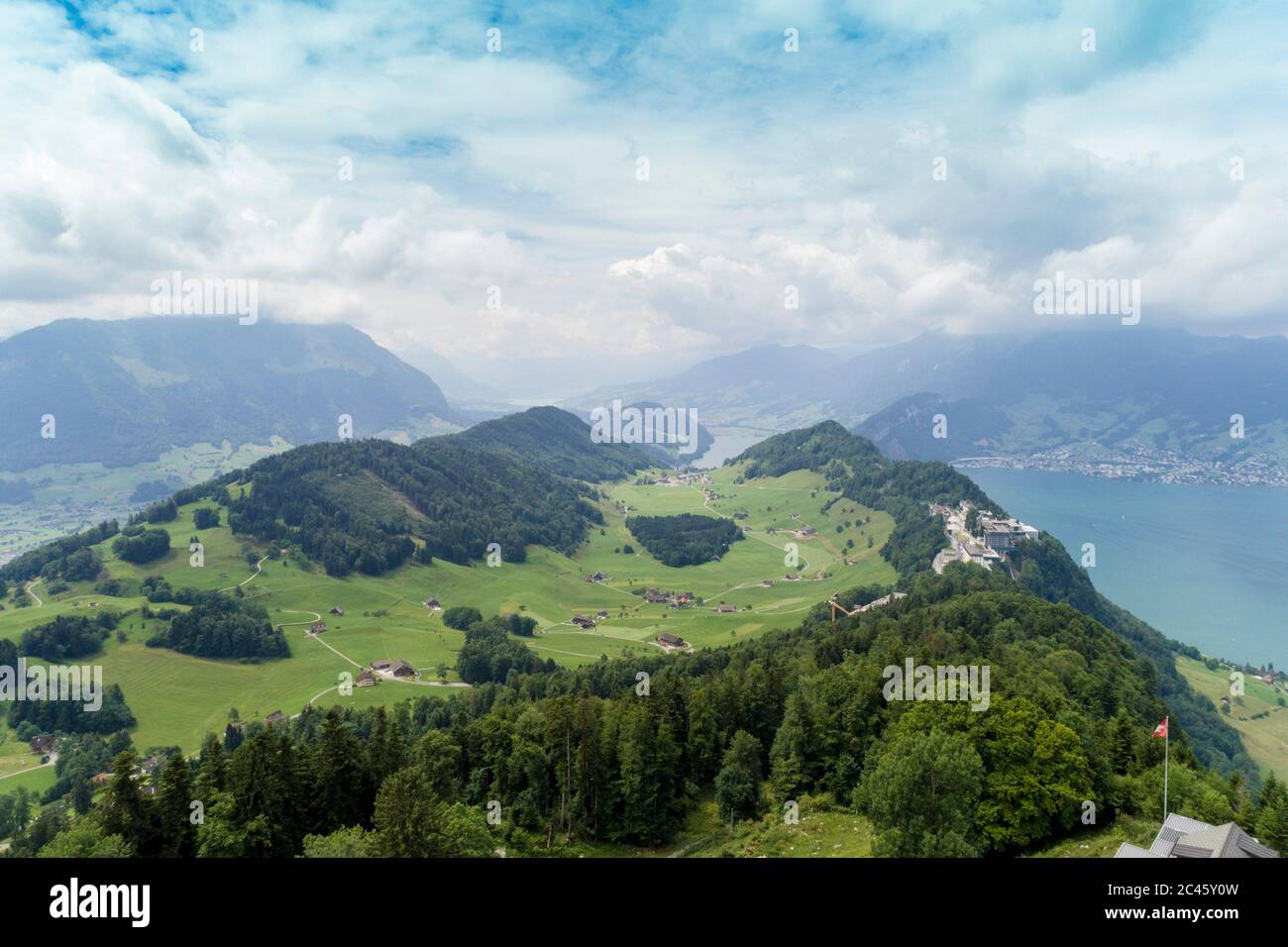 Luftaufnahme des Lungernsees von Birkenstock, Obwalden, Schweiz  Stockfotografie - Alamy