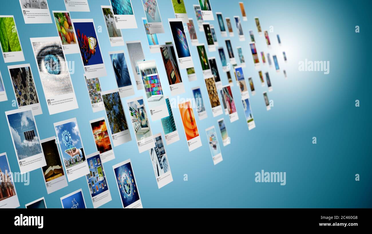 Bild-, Foto- oder Bilderfreigabe-Konzept im Internet Stockfoto