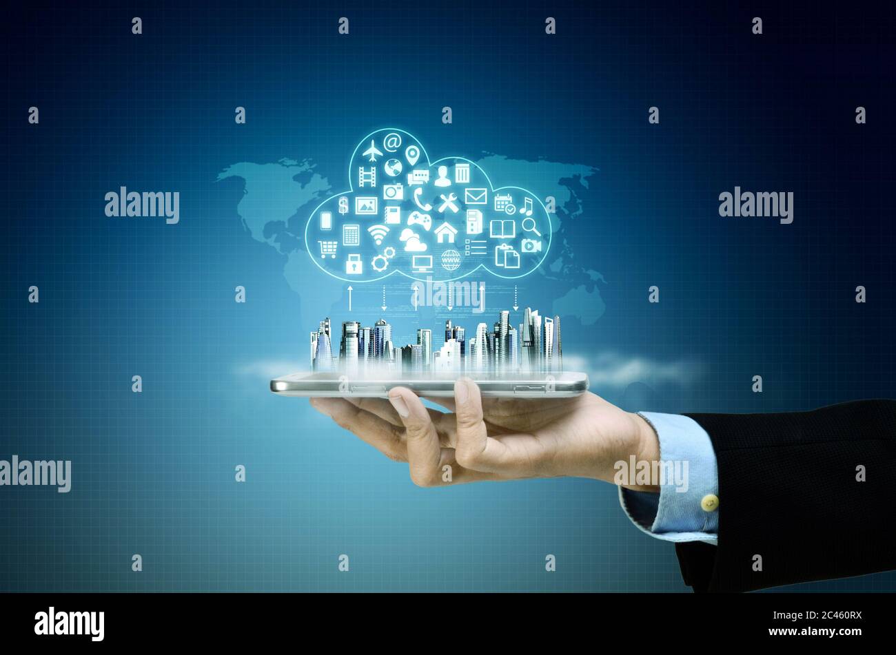 internet Cloud Server-Anwendung und Hosting auf virtuellen Netzwerk konzeptionelles Image Stockfoto