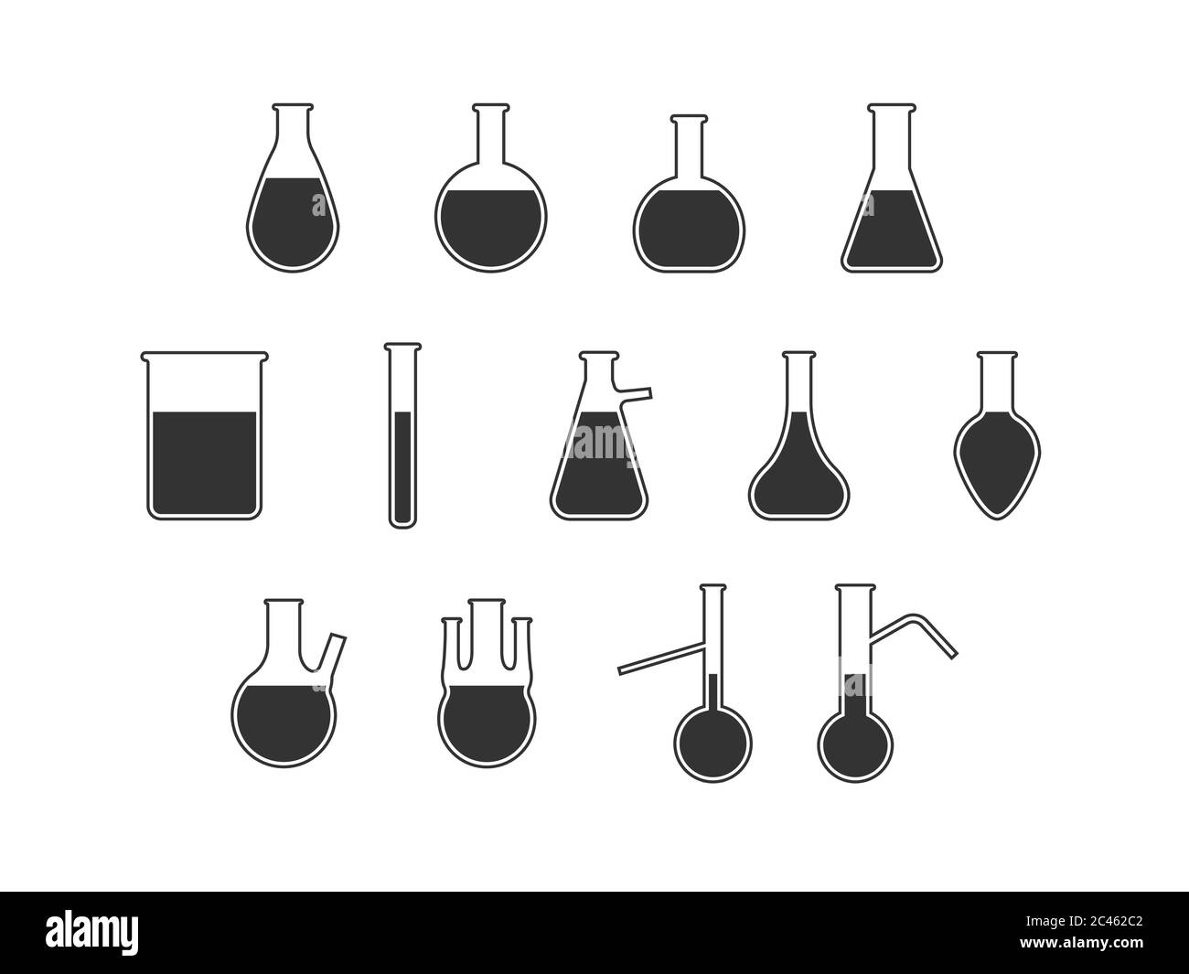 Kolben, Laborsymbol. Vektorgrafik, flache Ausführung. Stock Vektor