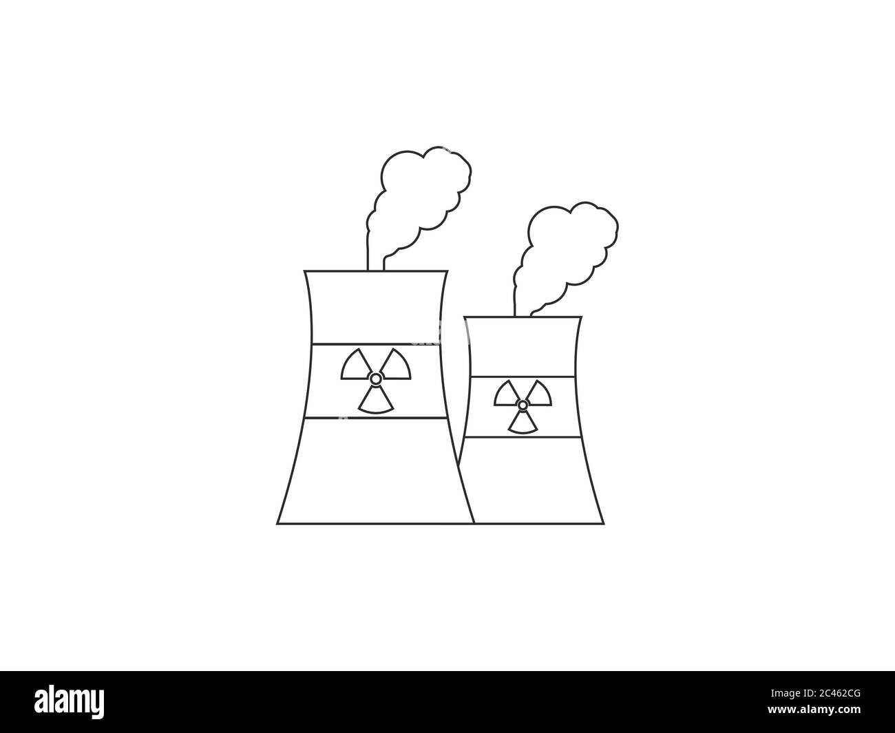 Kühlturm, Symbol für Kernkraftwerk. Vektorgrafik, flache Ausführung. Stock Vektor