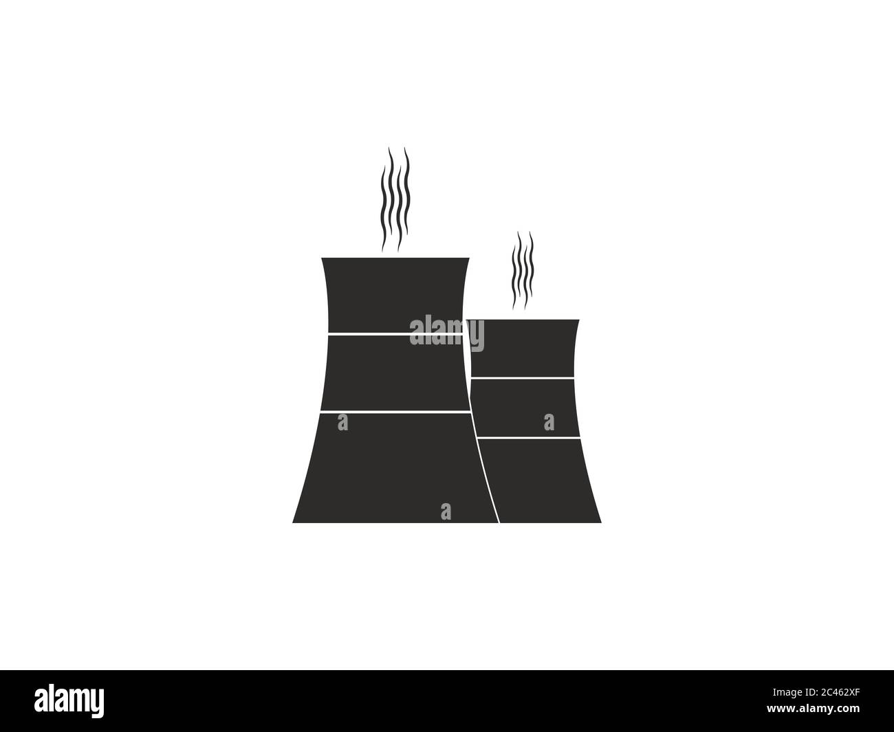 Kühlturm, Symbol für Kernkraftwerk. Vektorgrafik, flache Ausführung. Stock Vektor