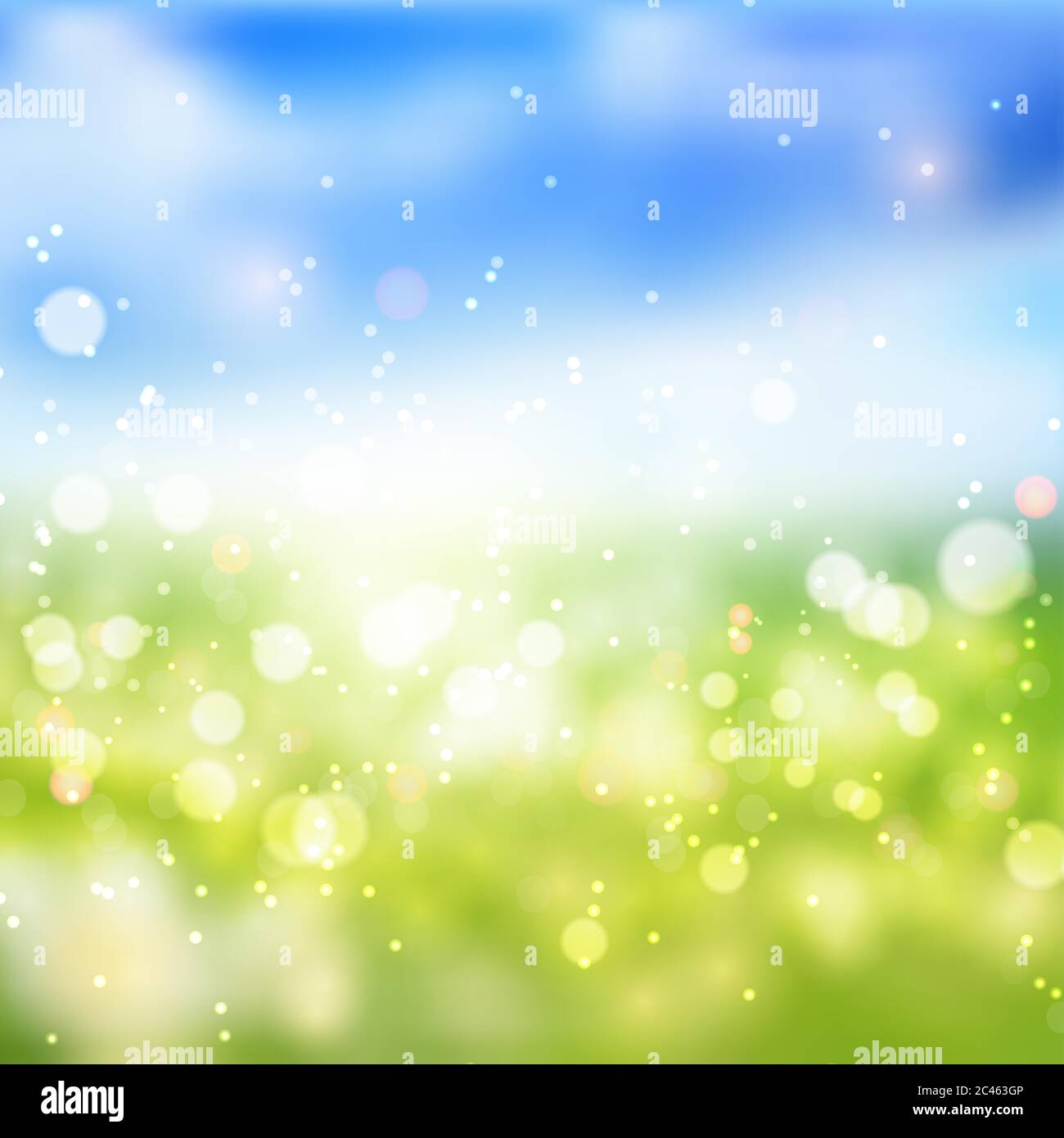 Bokeh-Lichter Effekt auf frischen Frühling Gradienten Hintergrund. Vektorformat Stock Vektor