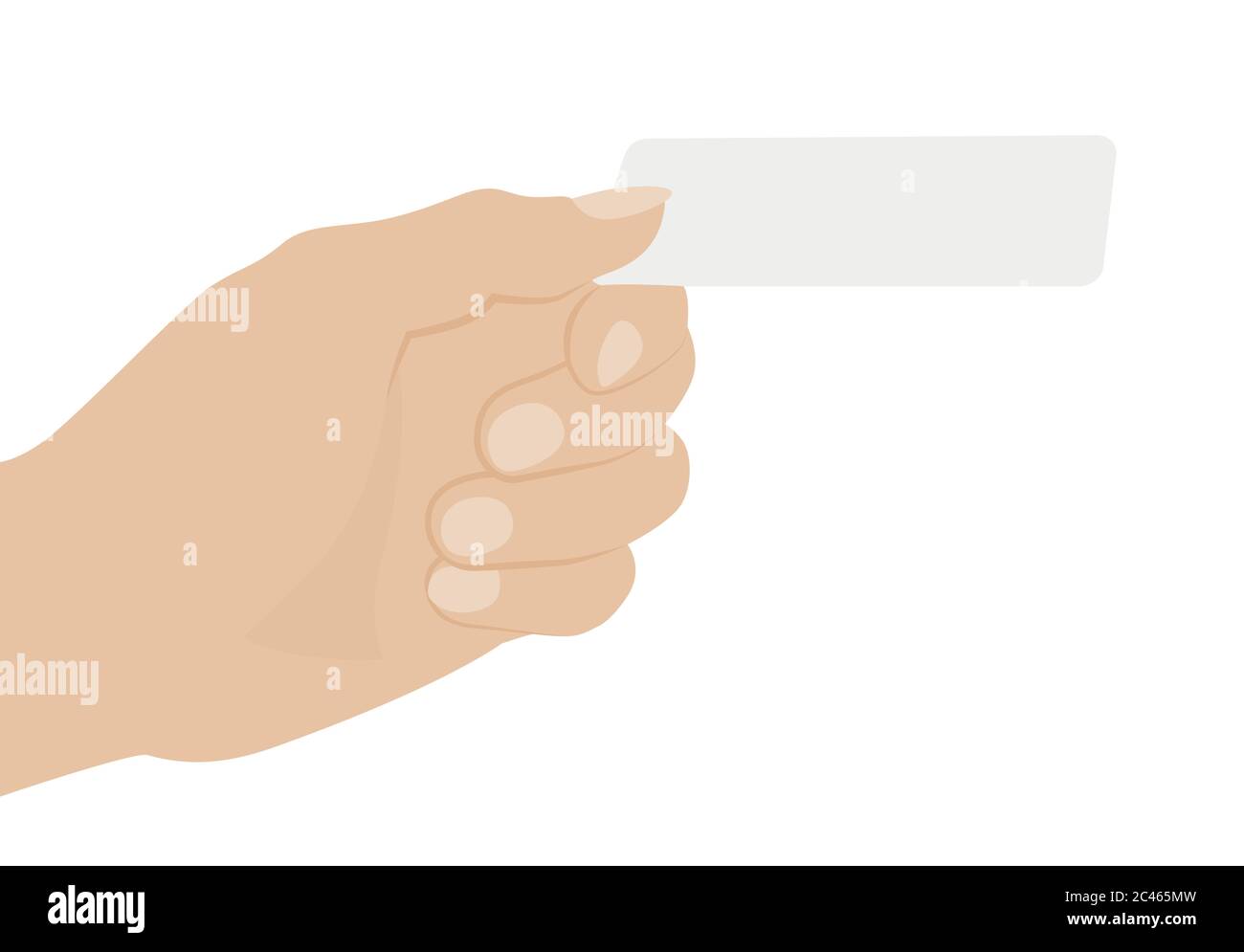 Hand hält weiße Karte, isoliert auf weißem Hintergrund. Vektorgrafik mit flachem Design Stock Vektor