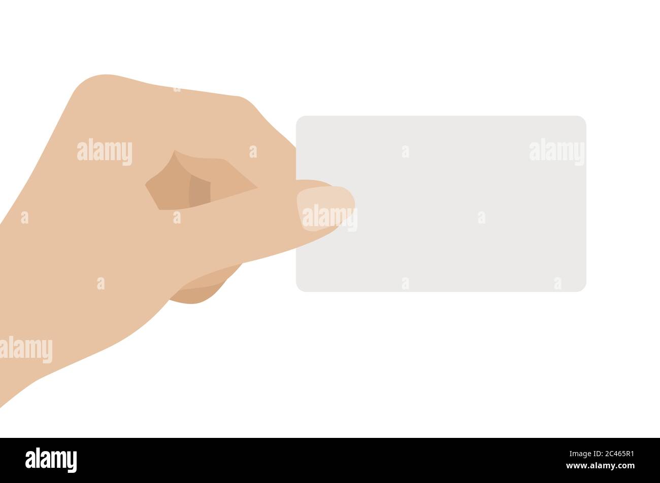Hand hält weiße Karte, isoliert auf weißem Hintergrund. Vektorgrafik mit flachem Design Stock Vektor
