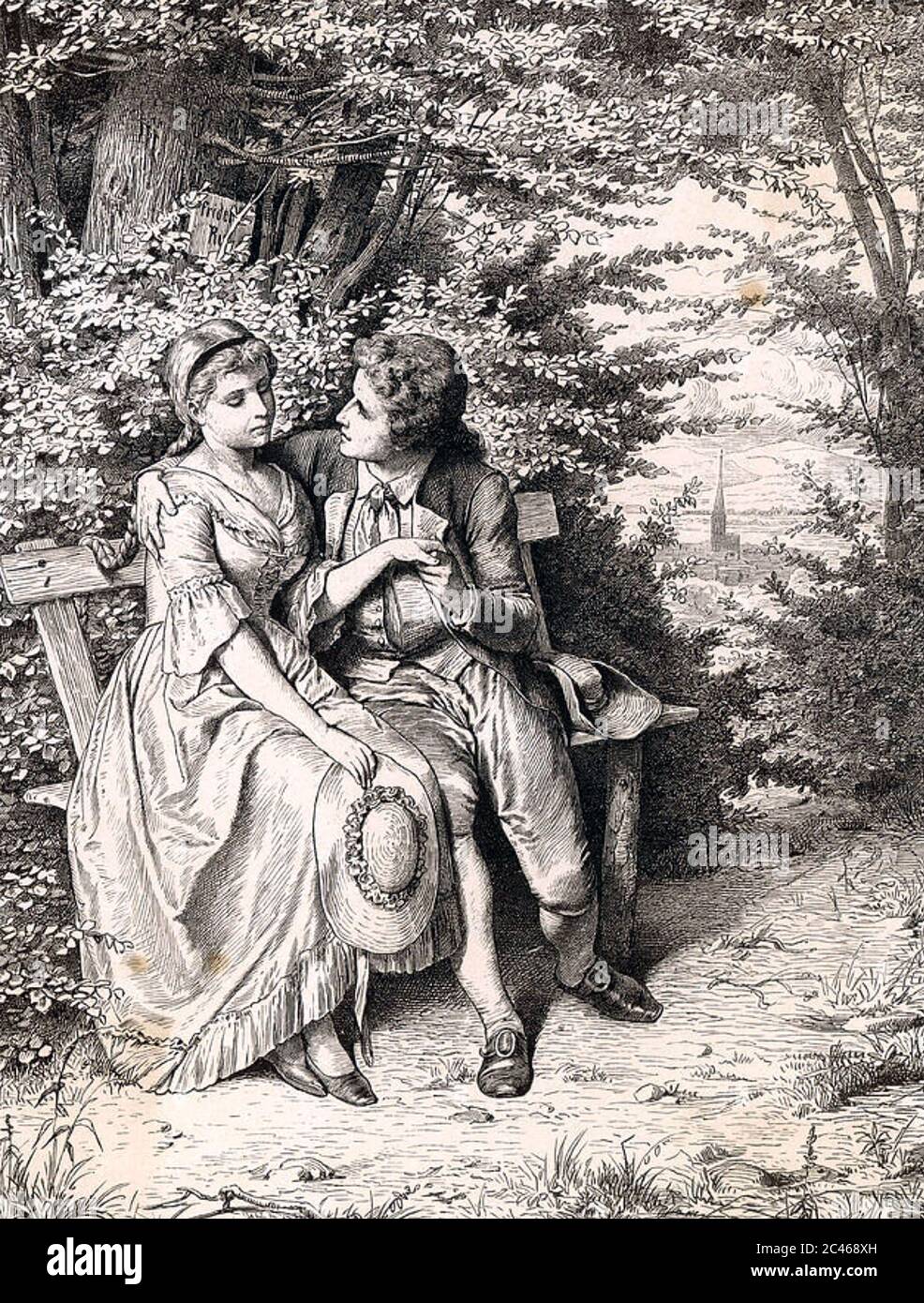 ROMANTISCHES DEUTSCHES PAAR IM JAHR 1780 Stockfoto