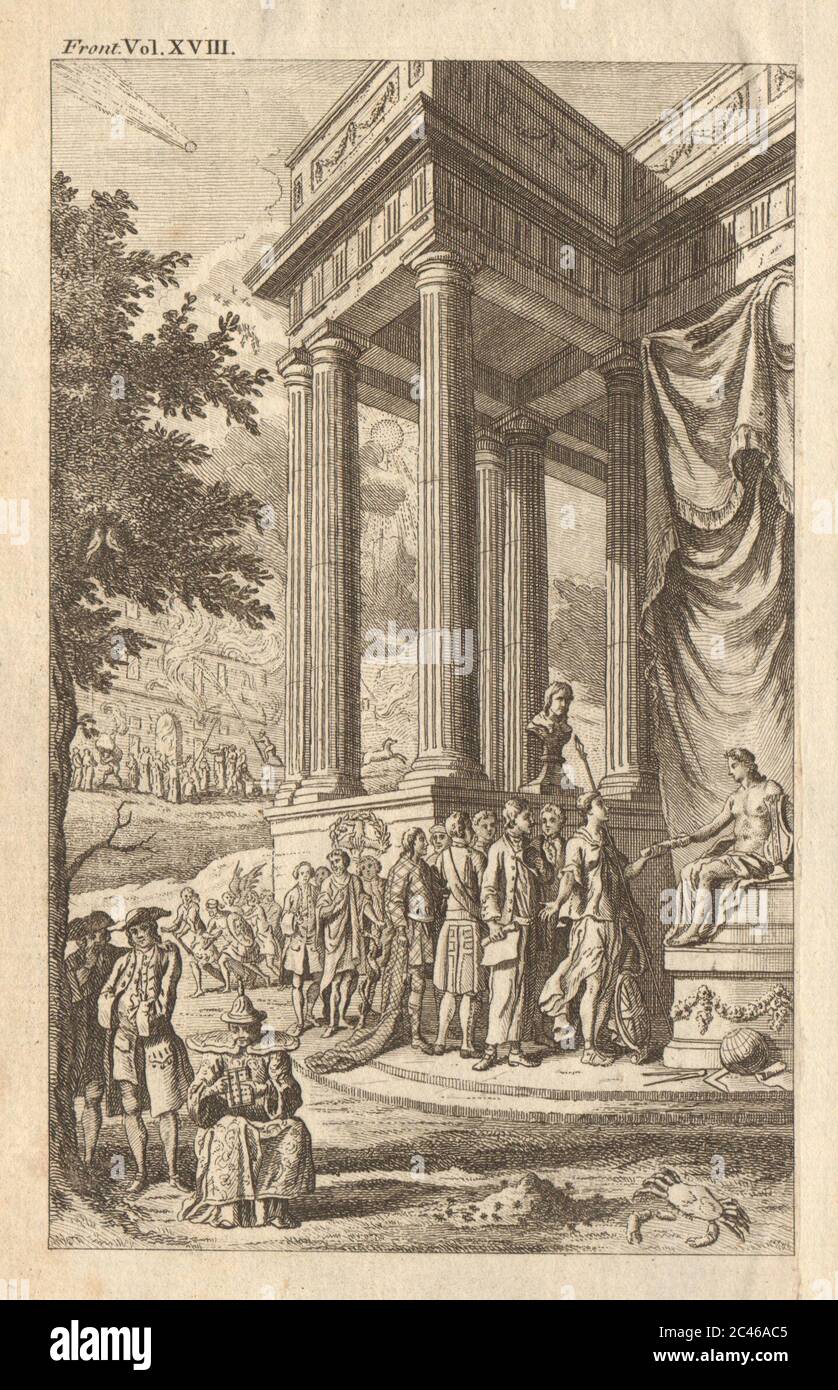 Gentleman's Magazine Frontispiz. Klassische Säulen Tempel 1748 alten Druck Stockfoto