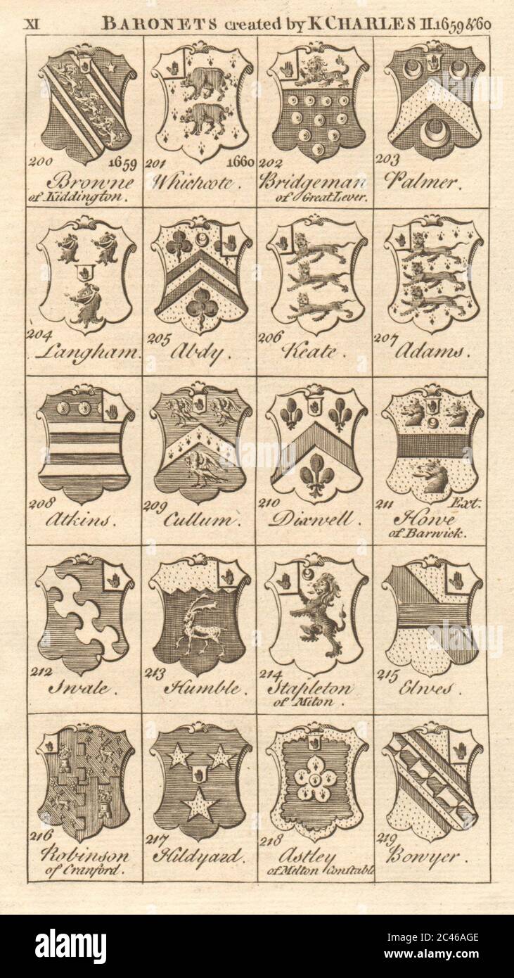 Charles I Baronets 1659-60 Abdy Keate Adams Howe Swale Elwes Astley Bowyer… 1751 Stockfoto