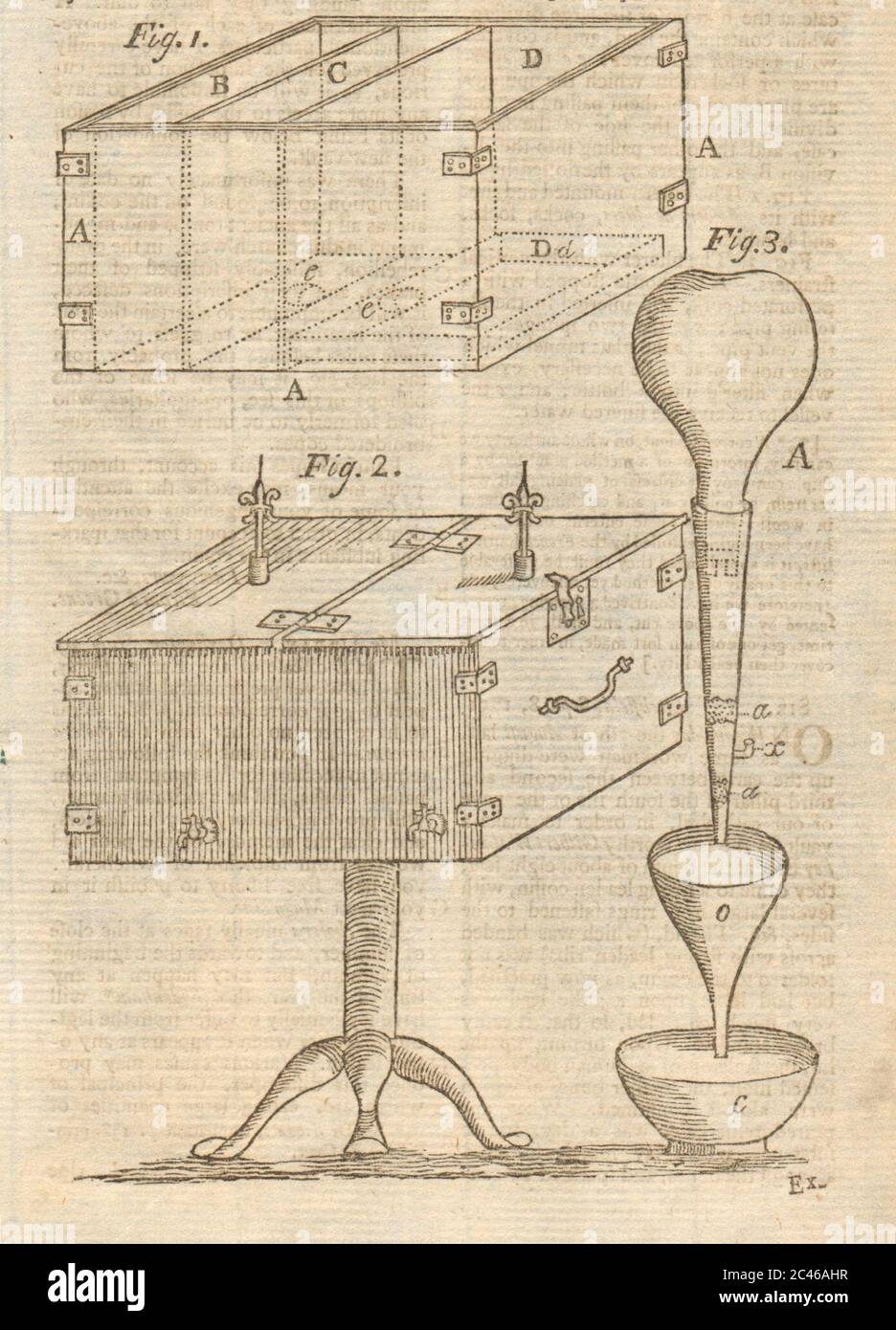 Neu erfundene Wasserfiltermaschinen. Science 1751 alte antike Druck Stockfoto