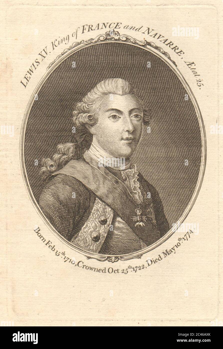 Lewis XV., König von Frankreich und Navarra.Louis XV., le Bien-Aimé. 1710-1774 1774 Stockfoto