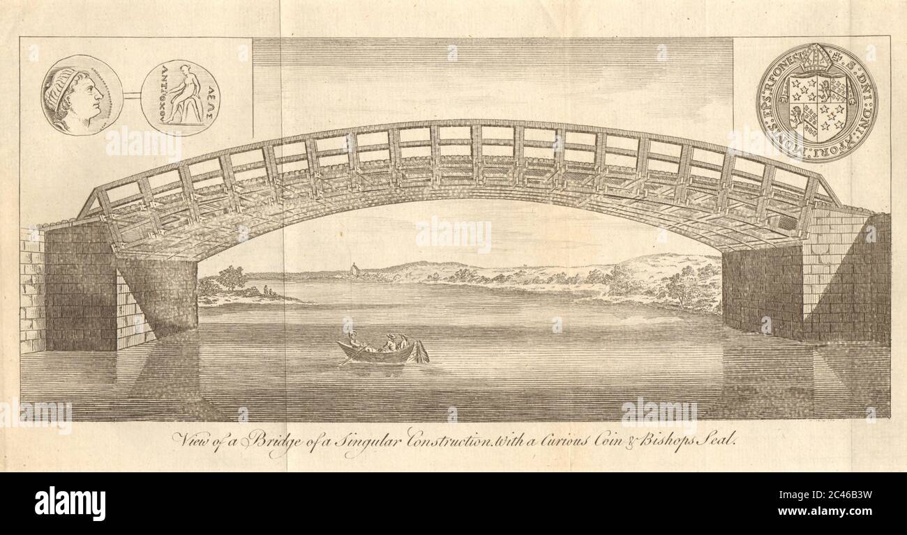 Holzbrücke Design. Griechische Antiochus Soter Silbermünze ausländischer Bischof Siegel 1780 Stockfoto Holzbrücke Design. Griechische Antiochus Soter Silbermünze ausländischer Bischof Siegel 1780 Stockfoto