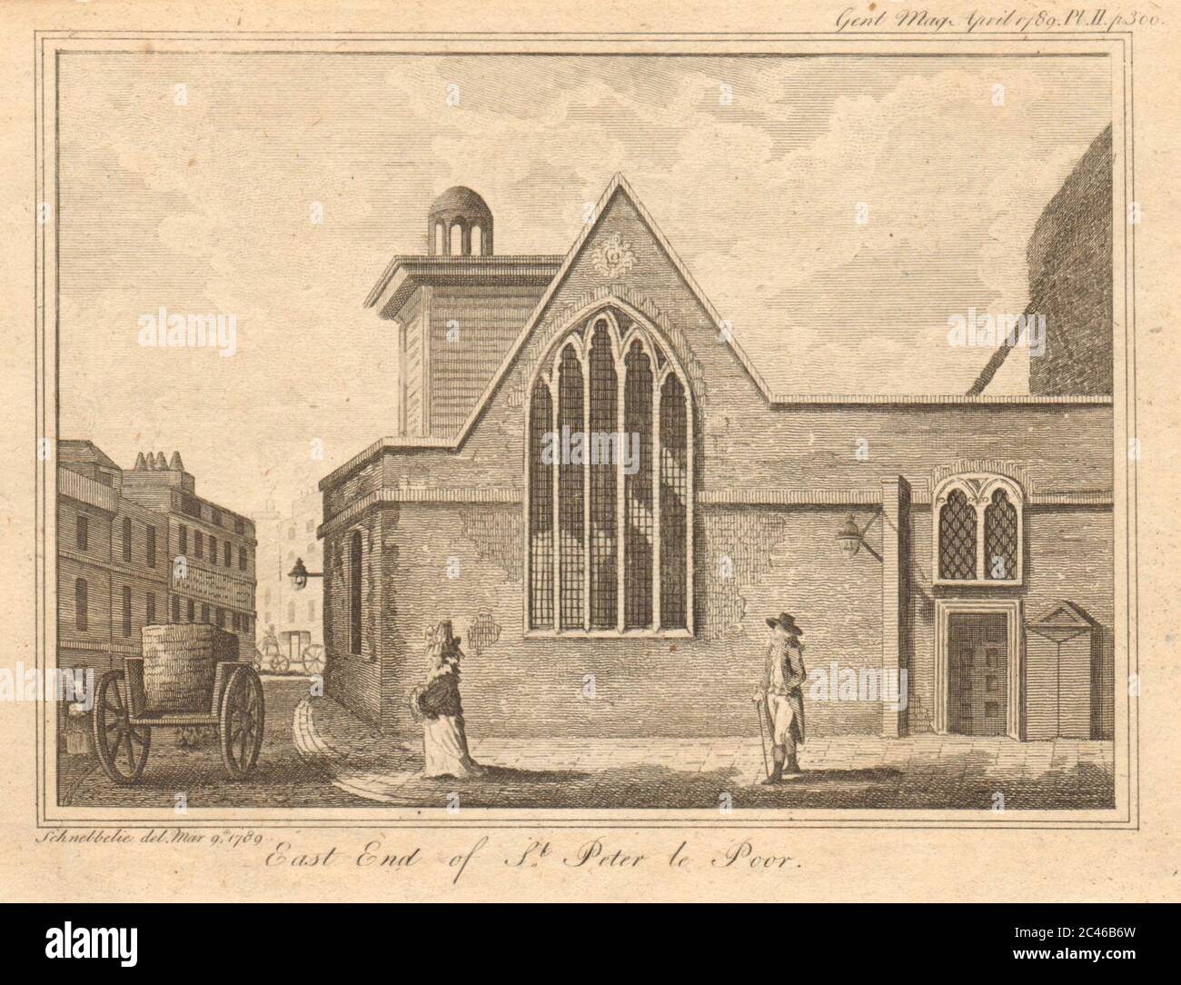 St. Peter le Poer Kirche. Broad Street, City of London. Abgerissen 1907 1789 Stockfoto
