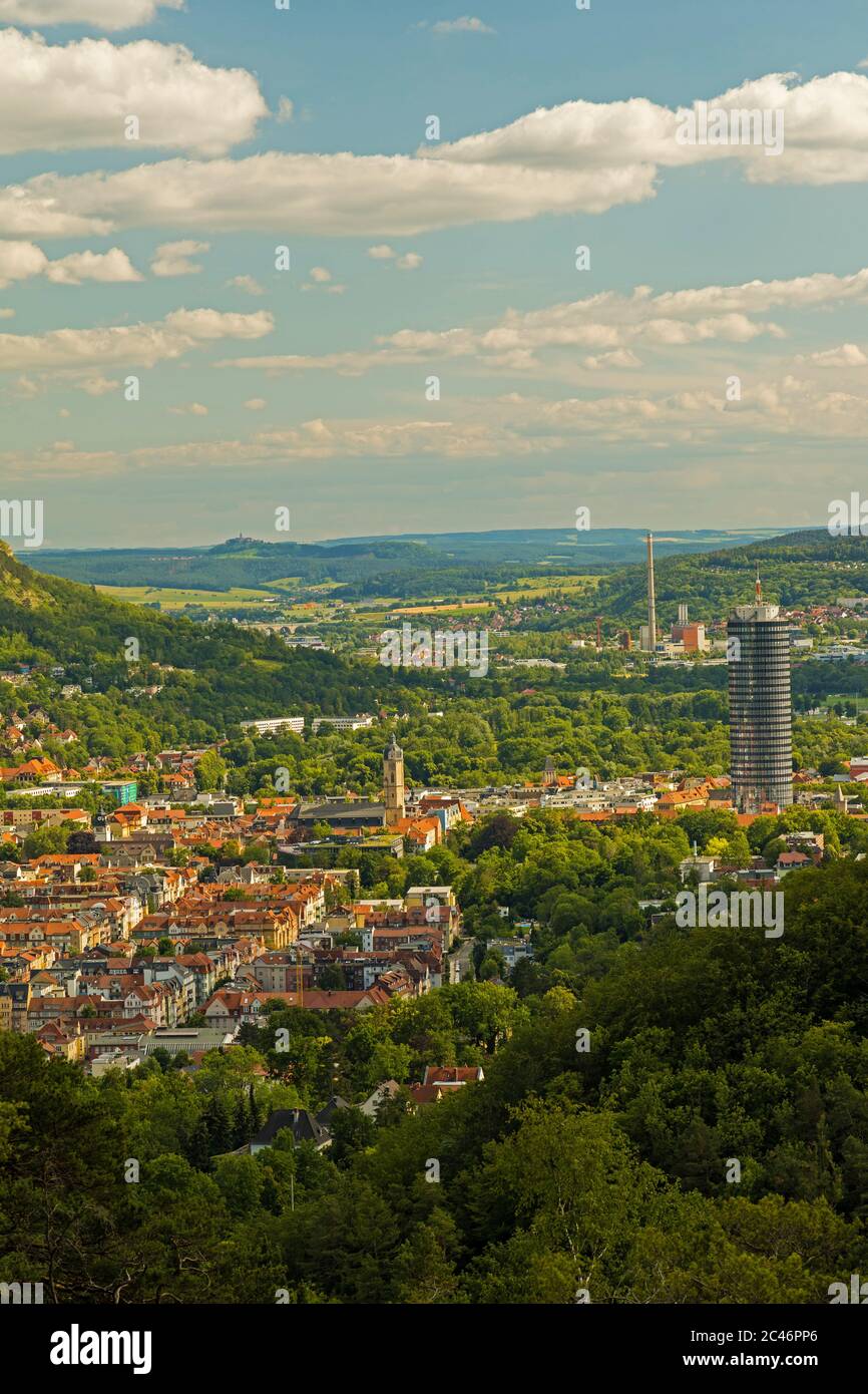 Blick über die Stadt Jena in Thüringen Stockfoto