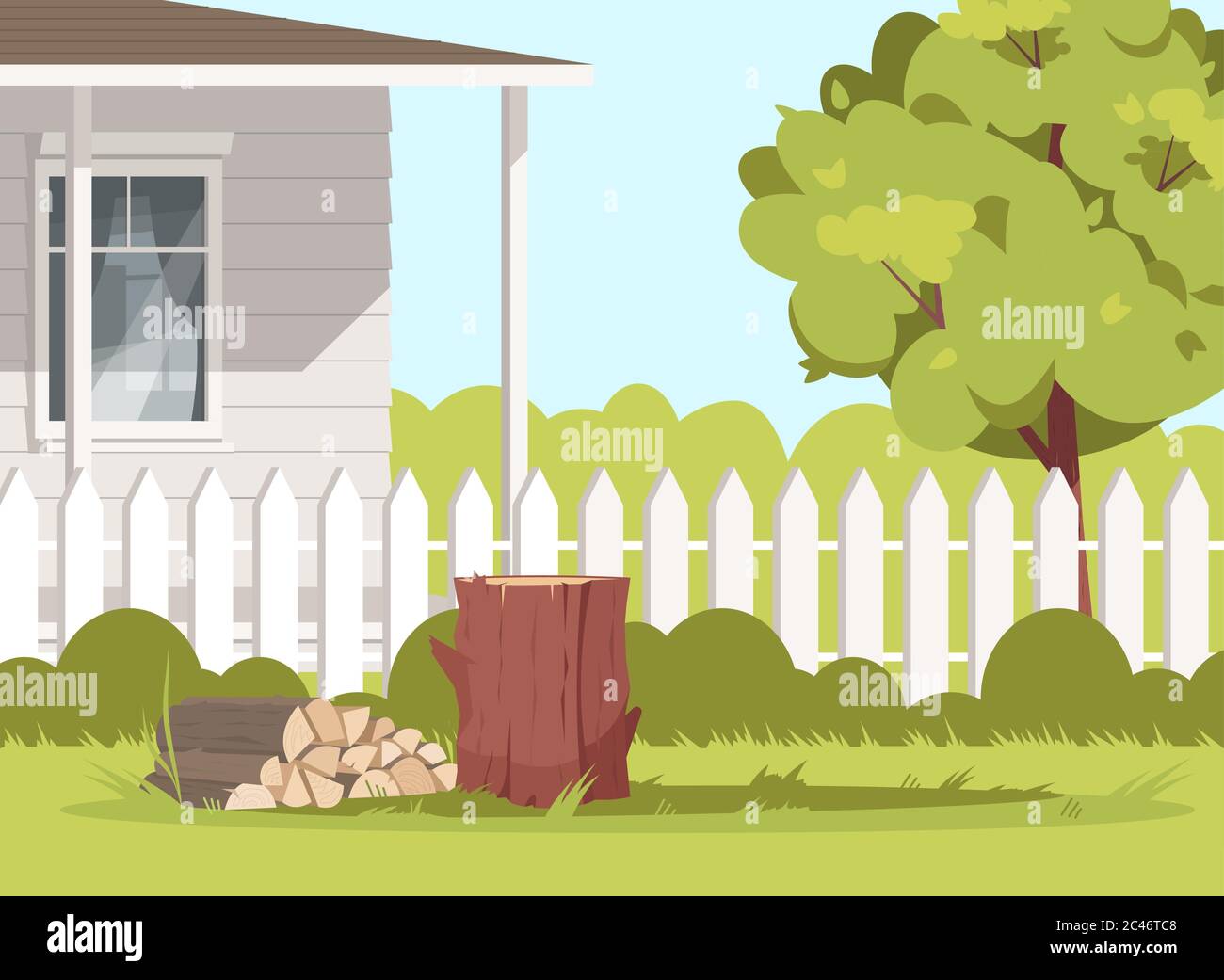 Ranch Garten semi flach Vektor-Illustration Stock Vektor