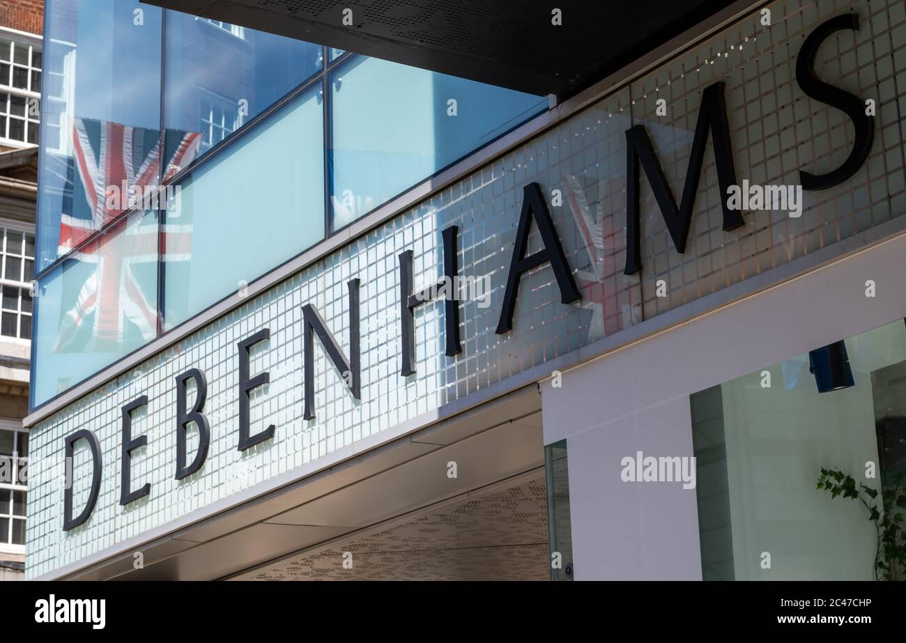Das Kaufhaus in der Oxford Street der Firma Debenhams, die kürzlich in die Verwaltung gegangen ist. Stockfoto