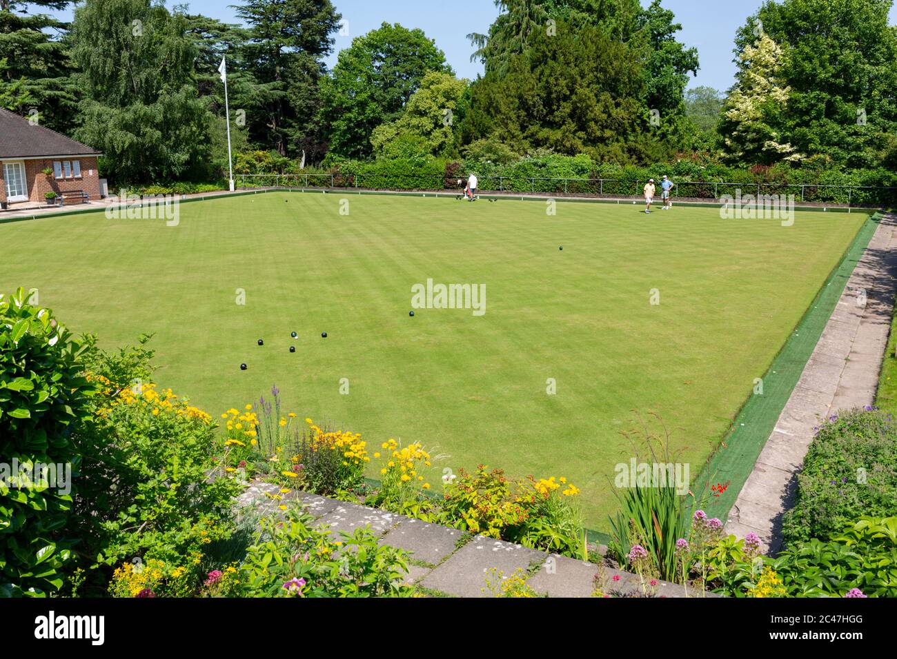 Bowling Green, Great Malvern, Worcestershire, Großbritannien Stockfoto