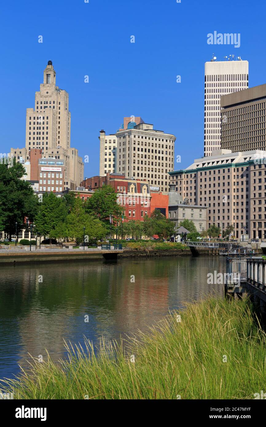 Skyline & Providence River, Providence, Rhode Island, USA Stockfoto