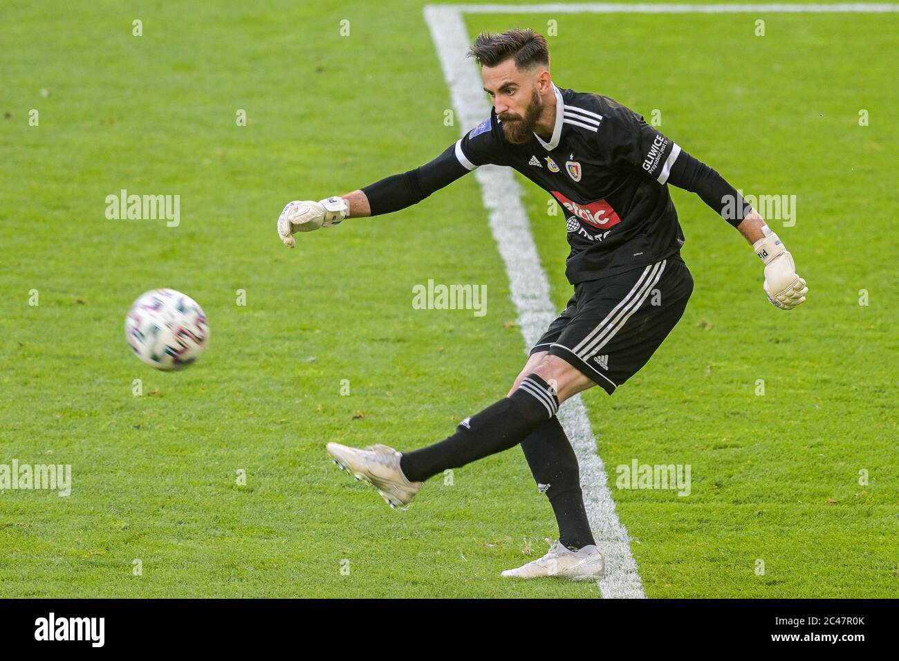 Frantisek Plach von Piast in Aktion während des Polnischen Ekstraklasa-Spiels zwischen Lechia Danzig und Piast Gliwice im Energa-Stadion.(Endstand; Lechia Danzig 1:0 Piast Gliwice) Stockfoto