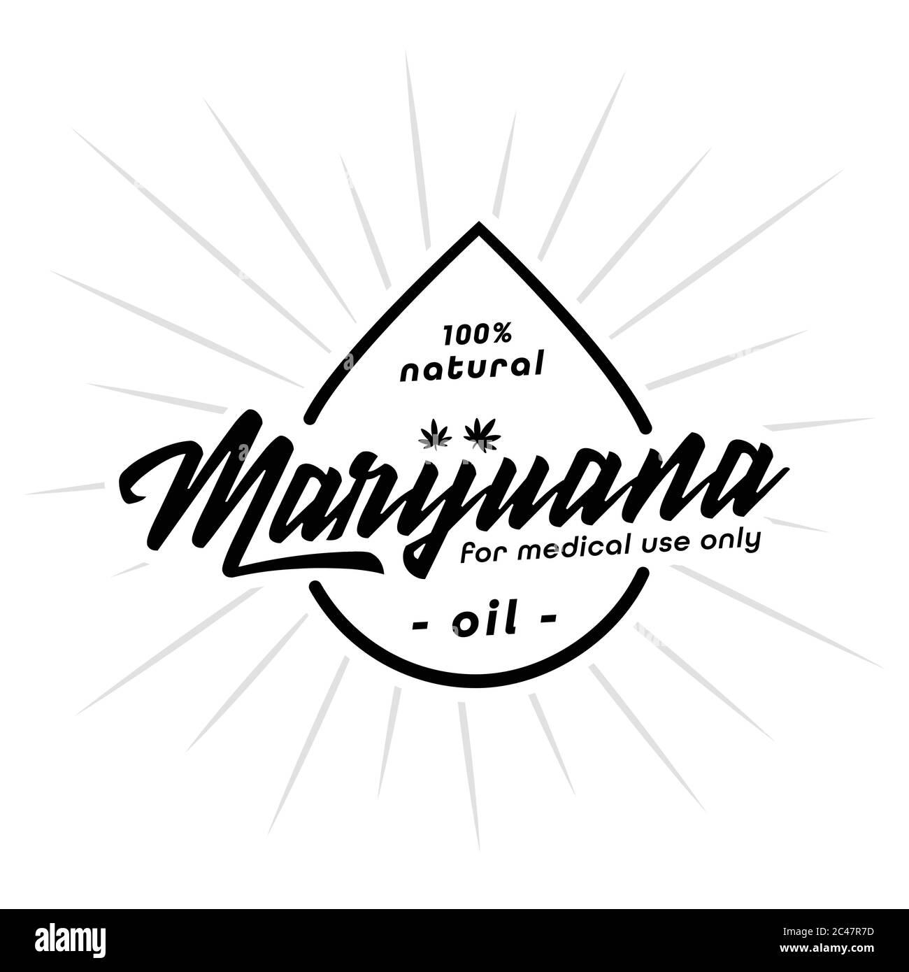 Marihuana. Designvorlage für medizinisches Öl. Vektor und Illustration. Stock Vektor