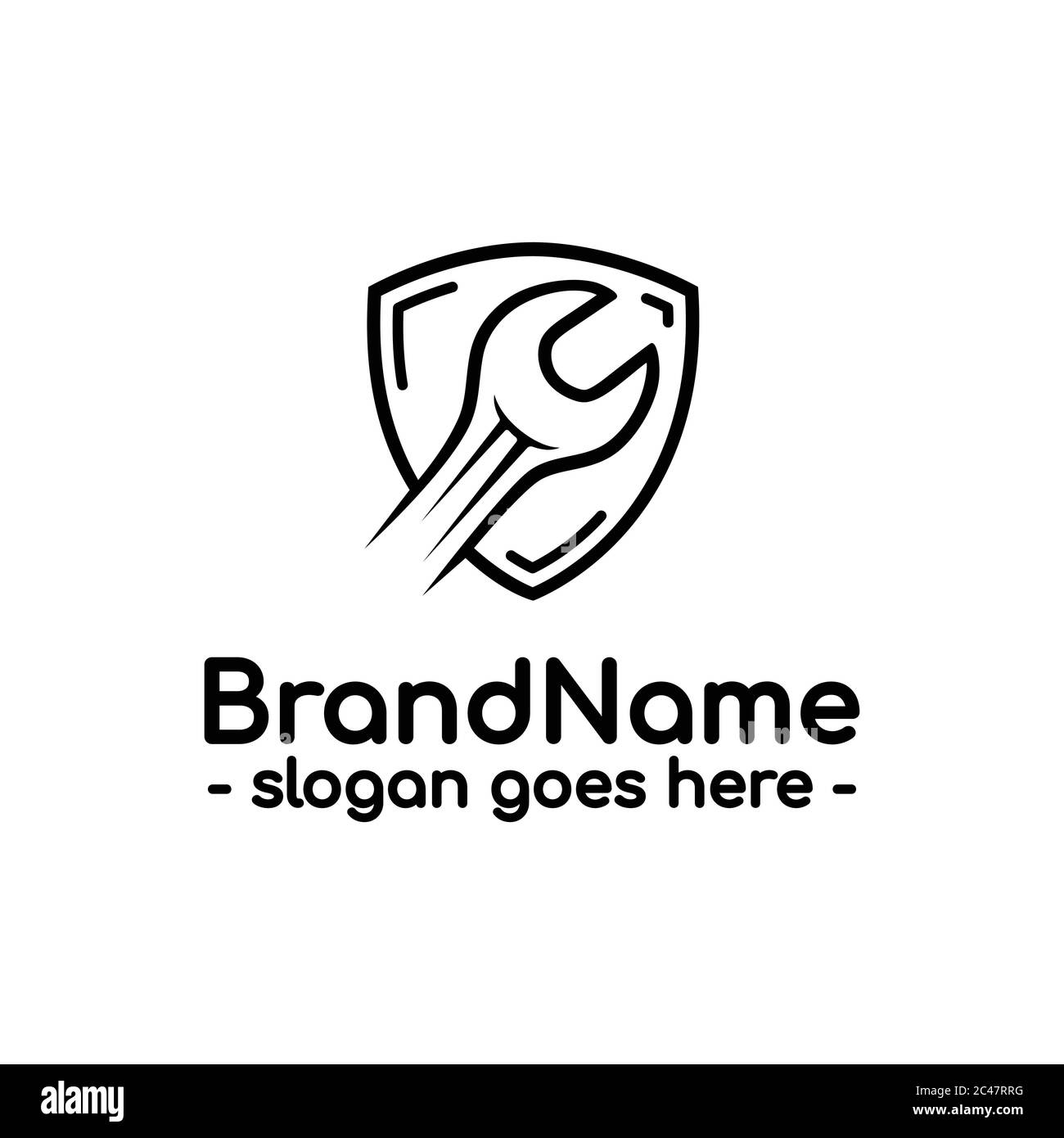 Schild Reparatur Logo Design Vorlage. Vektor und Illustration. Stock Vektor