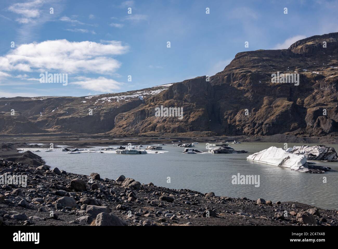 Solheimajokull Gletscher, in der Nähe von Vik, Süd-Island Stockfoto