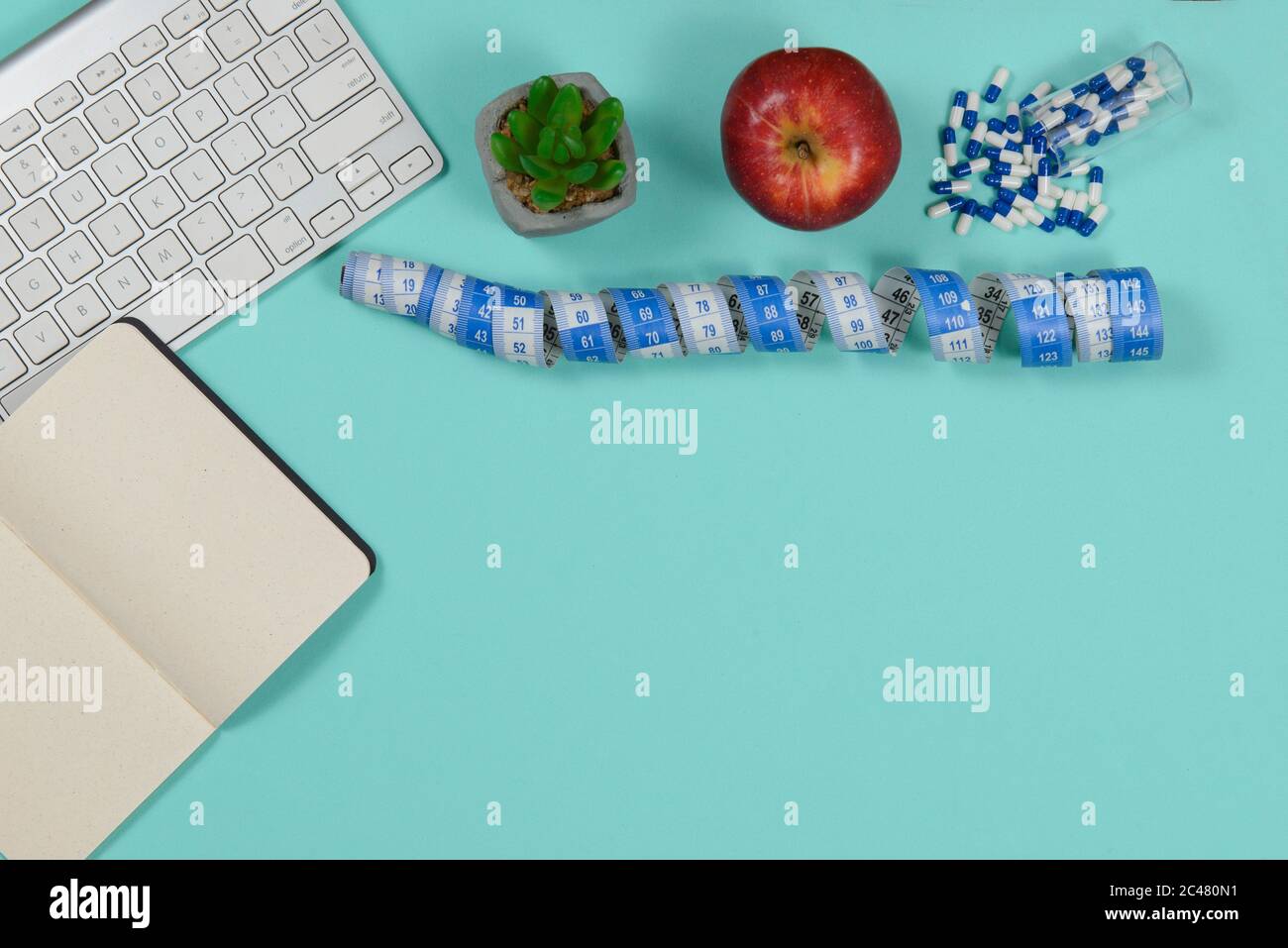 Ernährungs- und Gesundheitstagebuch mit Online-Monitoring. Stockfoto