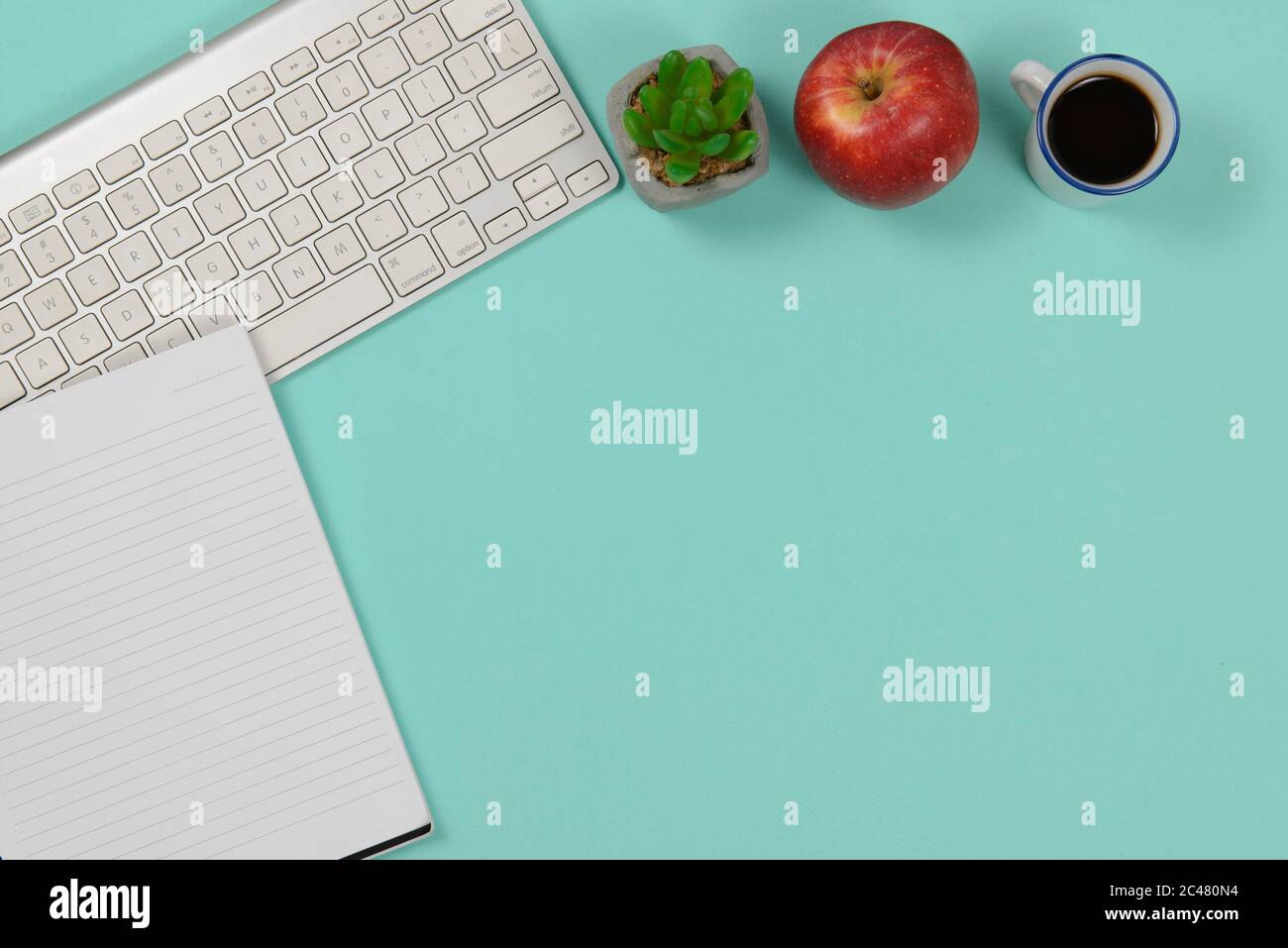 Ernährungstagebuch mit Online-Monitoring auf grünem Hintergrund Stockfoto