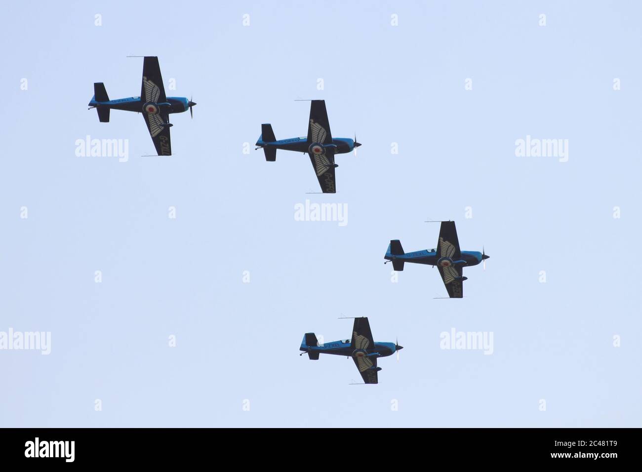 Das Kunstflugteam von Blades, während ihrer Ausstellung auf der RAF Leuchars Airshow 2012. Stockfoto