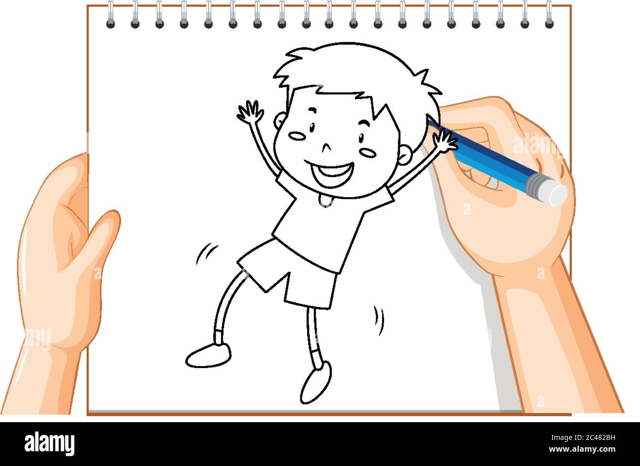 Handschrift von Jungen tanzen Umriss Illustration Stock Vektor