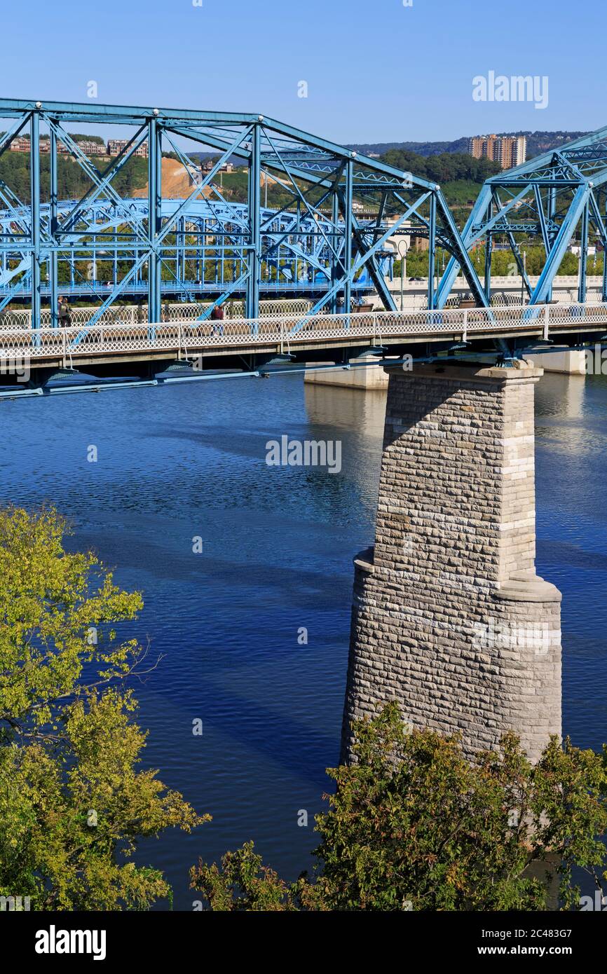 Walnut Street Fußgängerbrücke, Chattanooga, Tennessee, USA Stockfoto