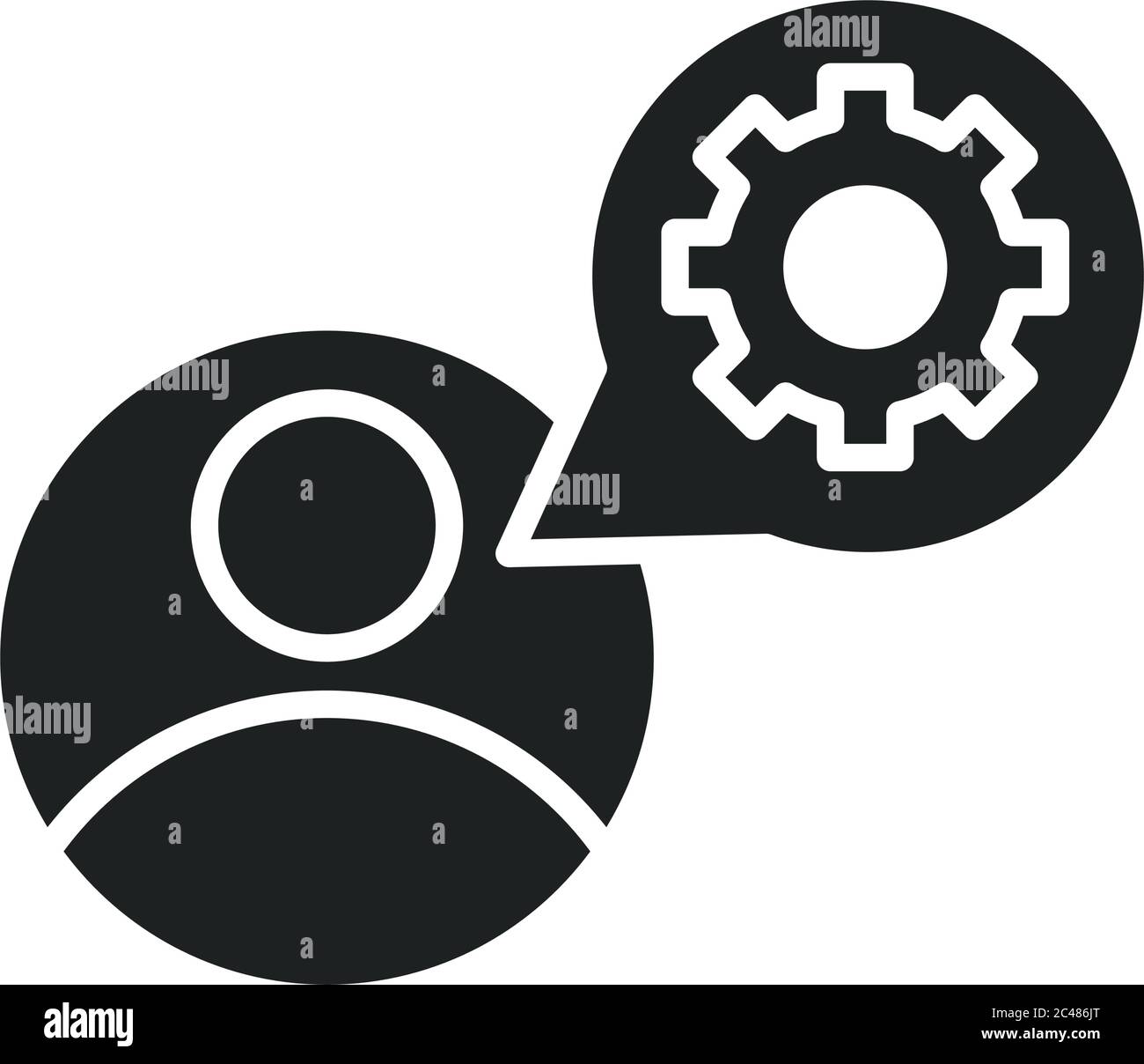 avatar Gear Einstellung Sprache Blase Silhouette Stil Symbol Vektor Illustration Stock Vektor