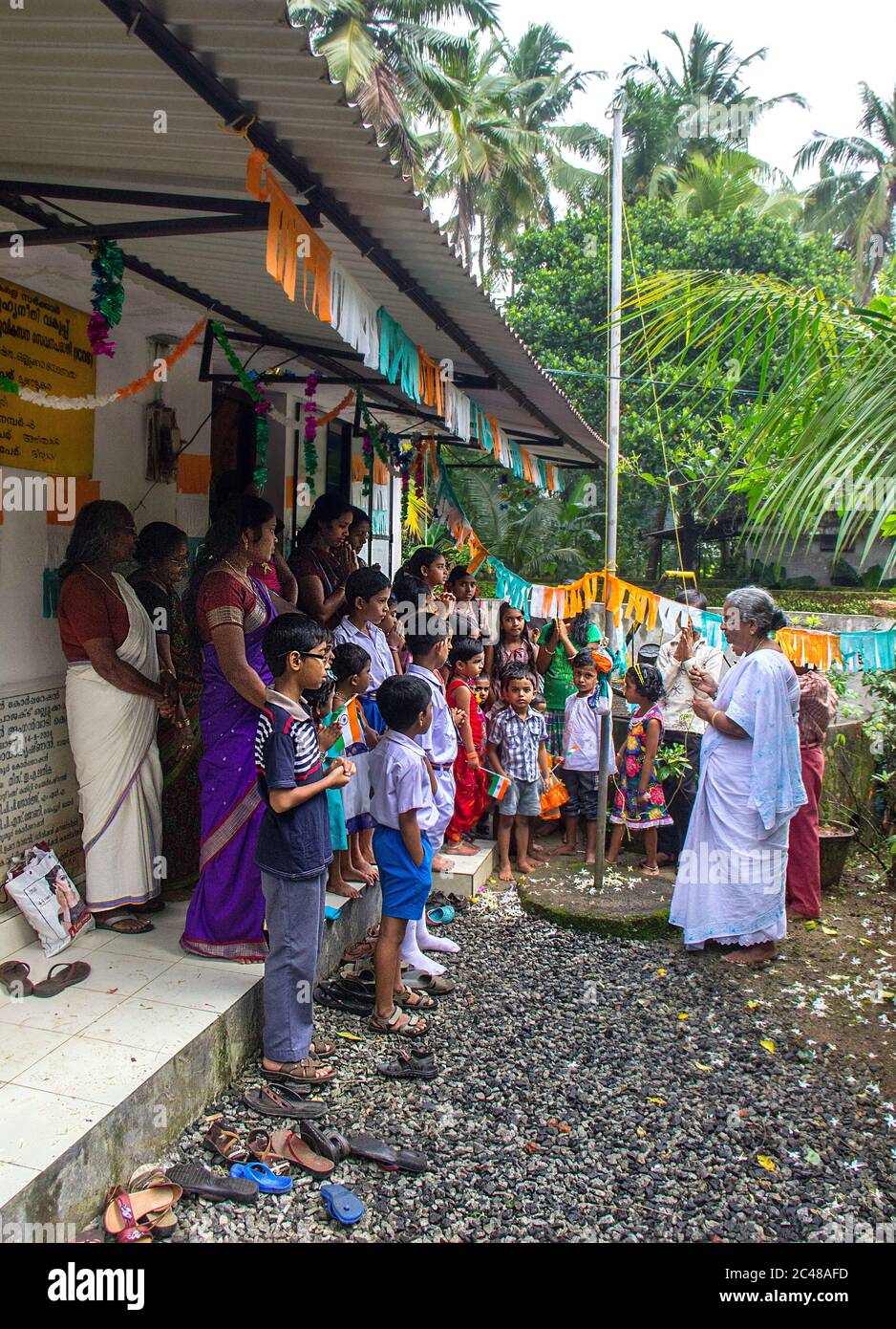 indische Unabhängigkeitstag Feiern in einer Vorschule, thrissur, kerala, Schulkinder, indische Schule, Schulkinder, 15. august Unabhängigkeitstag Stockfoto