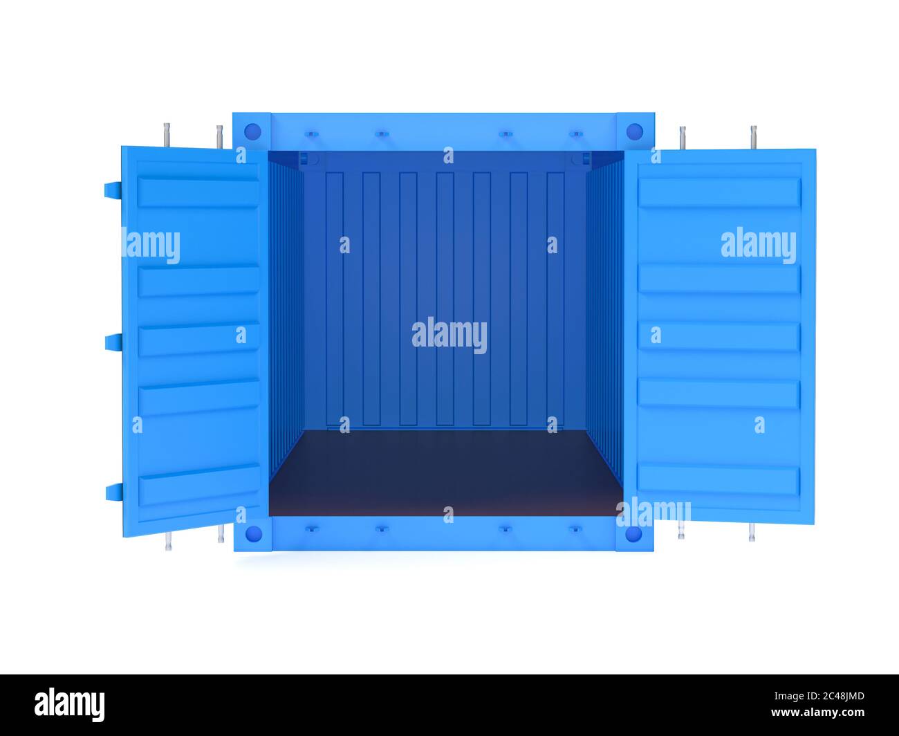 Frachtcontainer. Blauer offener Behälter. 3d-Rendering-Illustration Stockfoto