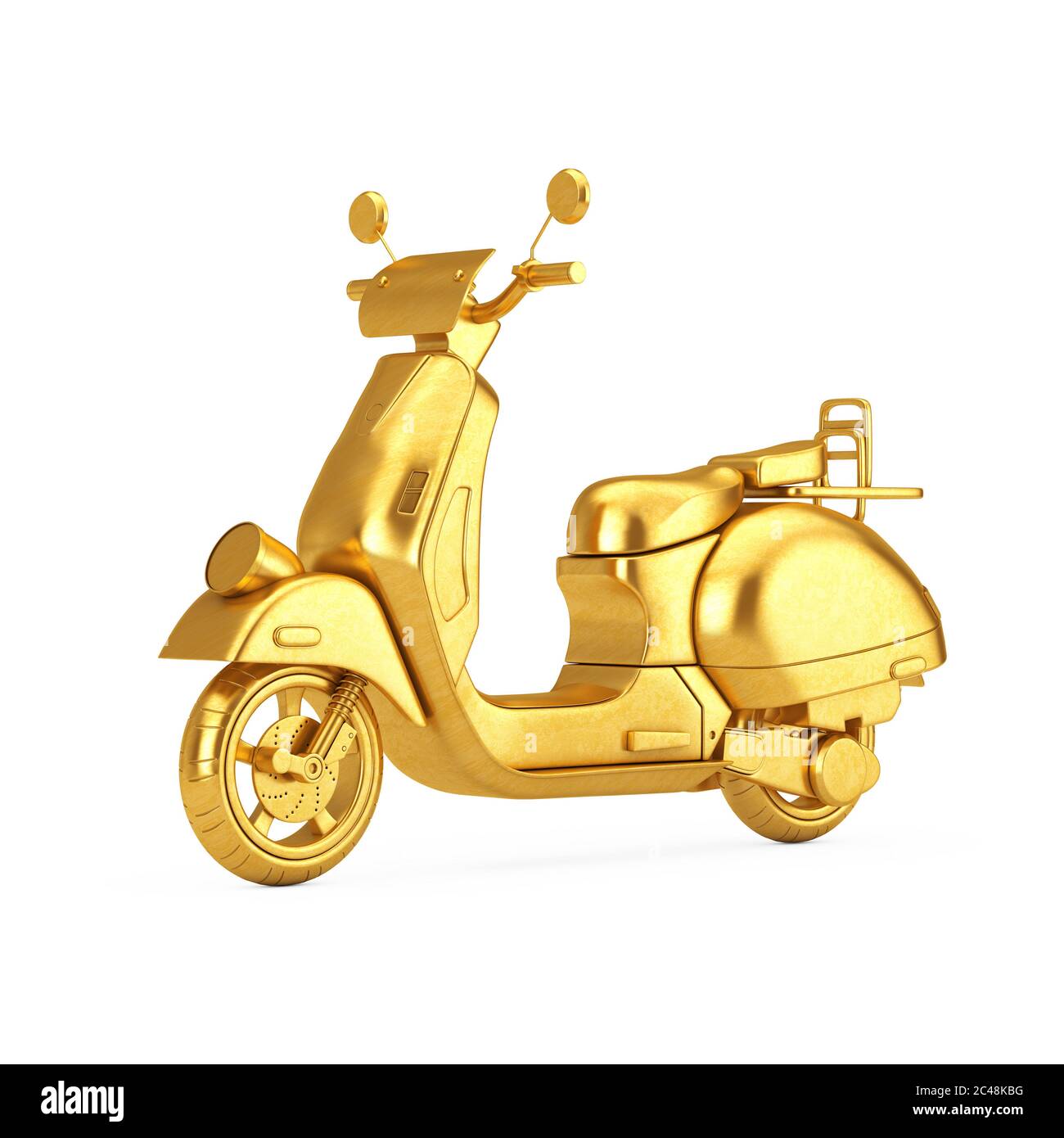 Golden Classic Vintage Retro oder Elektroroller auf weißem Hintergrund. 3d-Rendering Stockfoto