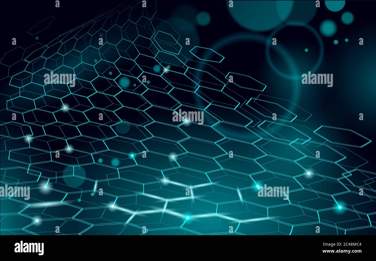 3D nanotechnoly Graphen Textur Cyberspace. Nano-Faser chemische moderne Material-Design. Supraleiter der Makrostrukturschicht des Atommoleküls Stock Vektor