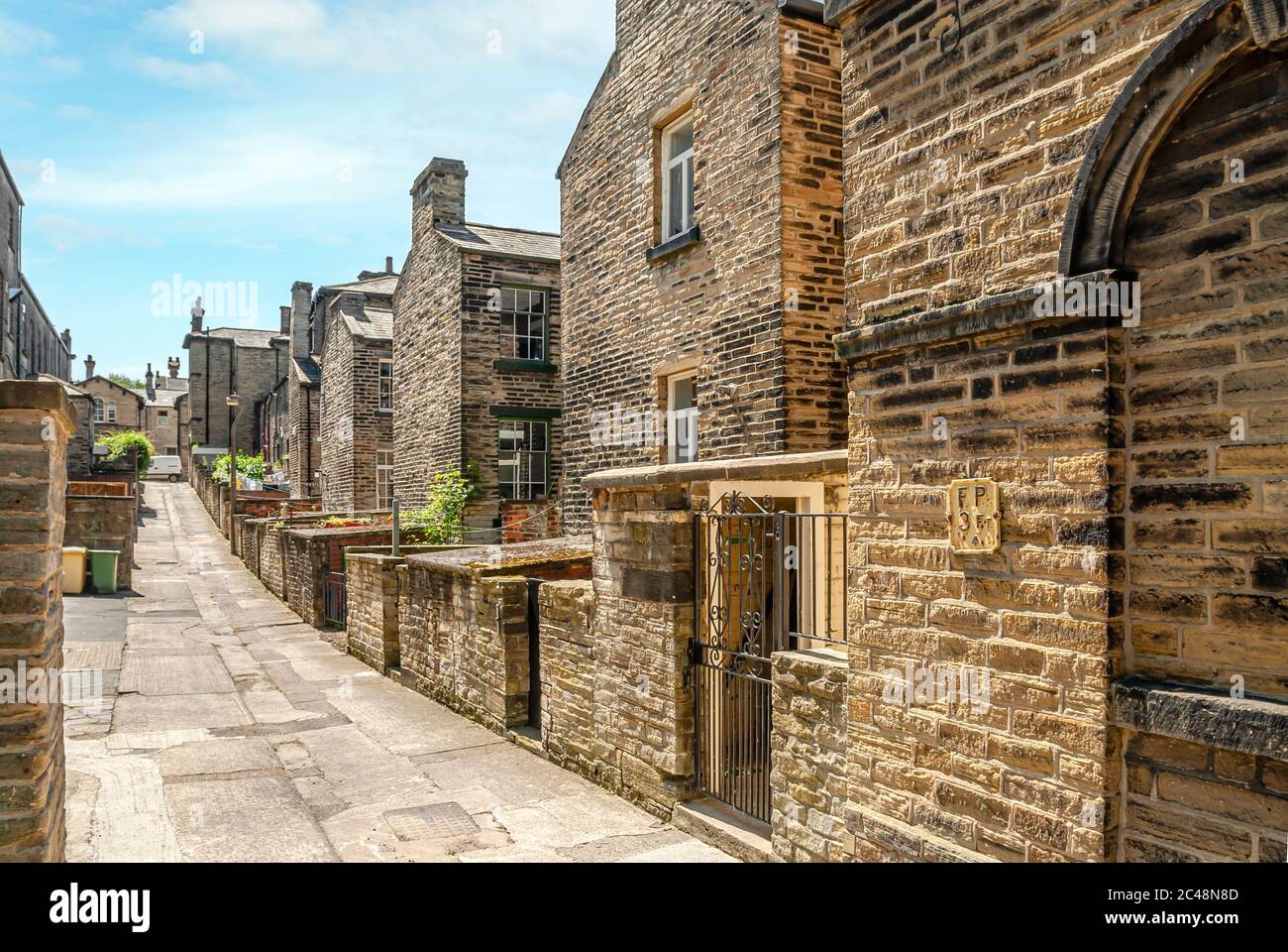 Saltaire ist ein viktorianisches Modelldorf im City of Bradford Metropolitan District, West Yorkshire, England Stockfoto