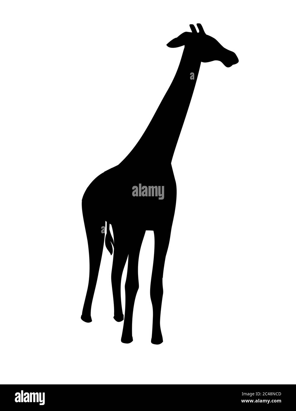 Schwarze Silhouette reife Giraffe afrikanischen Tier mit langen Hals Cartoon Tier Design flache Vektor Illustration isoliert auf weißem Hintergrund Stock Vektor