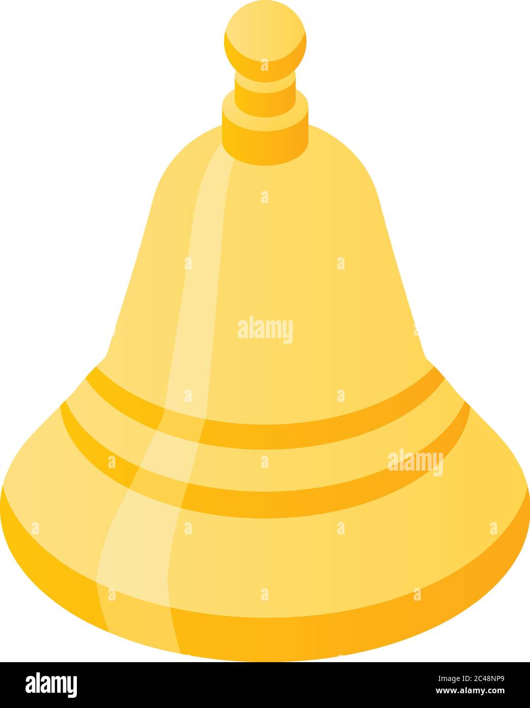 Symbol für die Benachrichtigung mit goldener Glocke, isometrischer Stil Stock Vektor