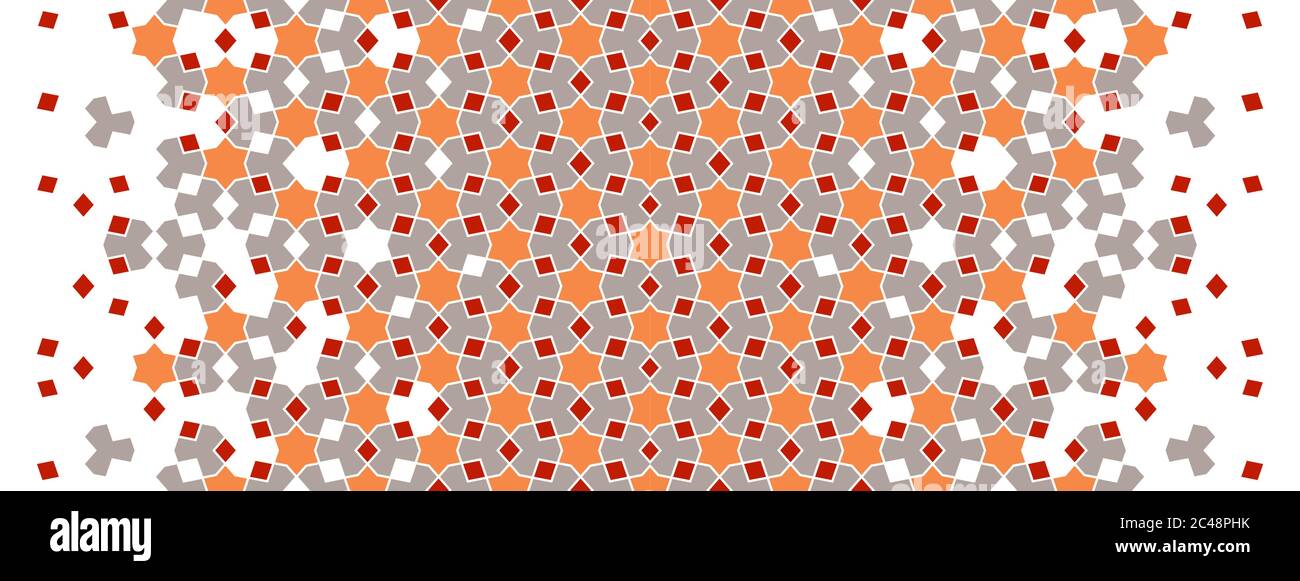 Arabic islamic vector pattern, border, decor, texture, background. Geometric halftone pattern with arabic color mosaic disintegration Stock Vektor