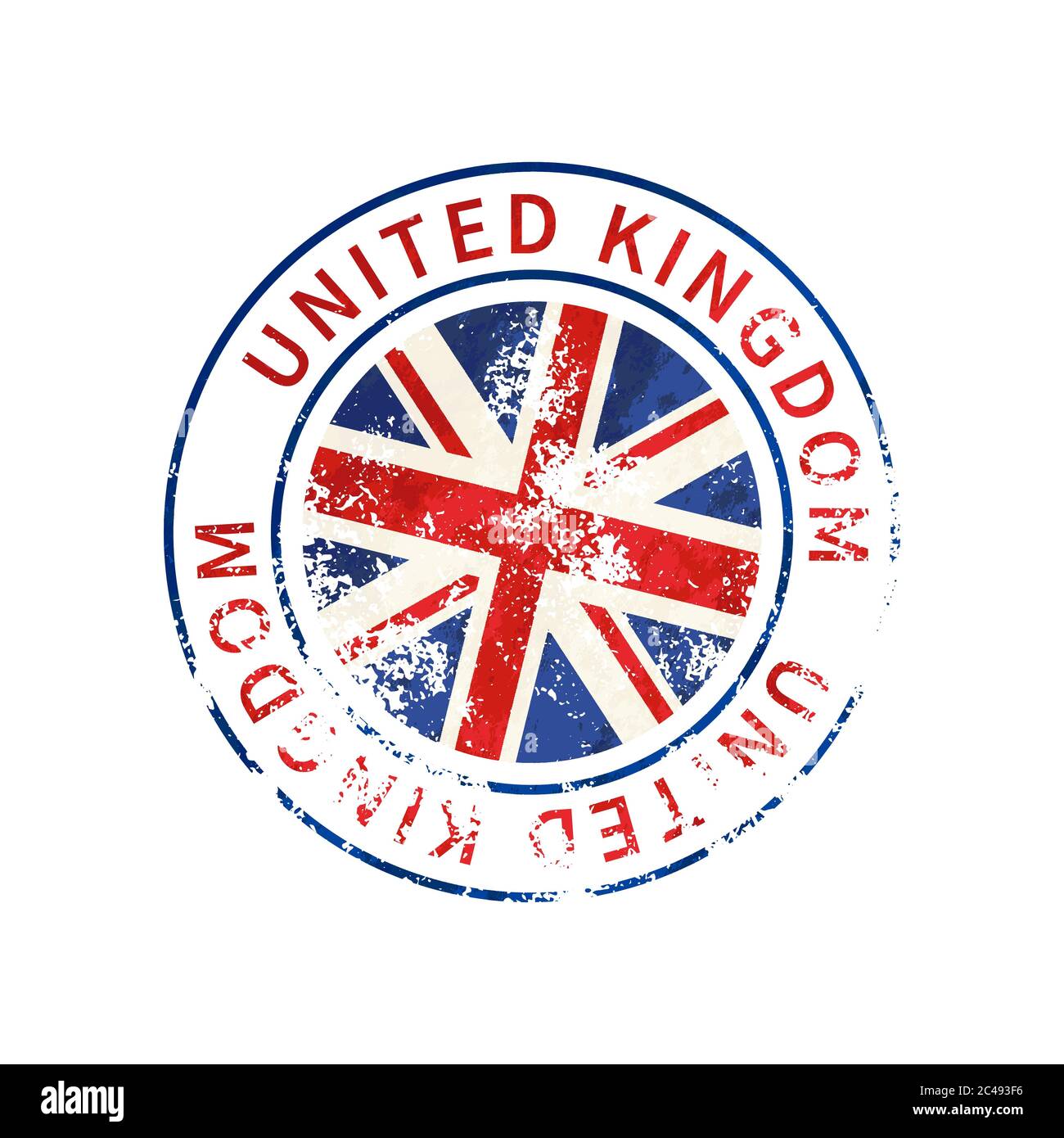 Vereinigtes Königreich Zeichen, Vintage Grunge Aufdruck mit Flagge auf weiß Stock Vektor