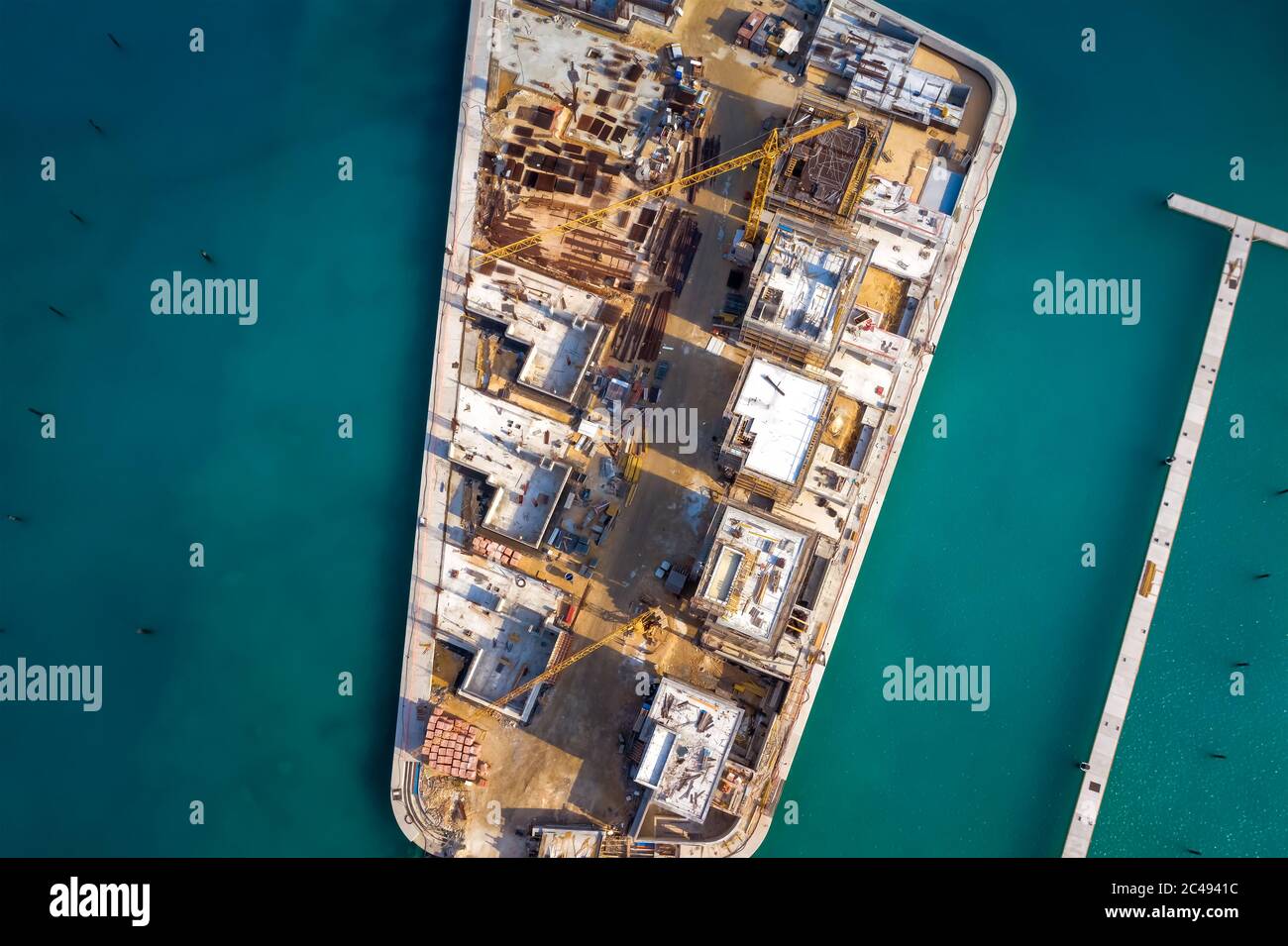 Draufsicht auf die Marina Baustelle, Ayia Napa, Zypern Stockfoto