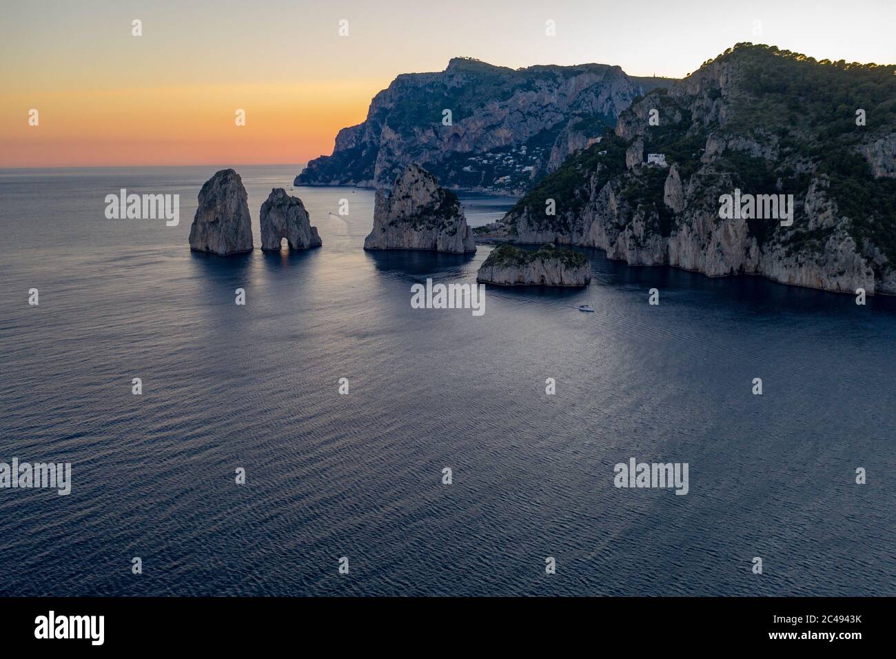 Sonnenuntergang von Marina Piccola aus gesehen, am späten Nachmittag, Sommerabend Stockfoto