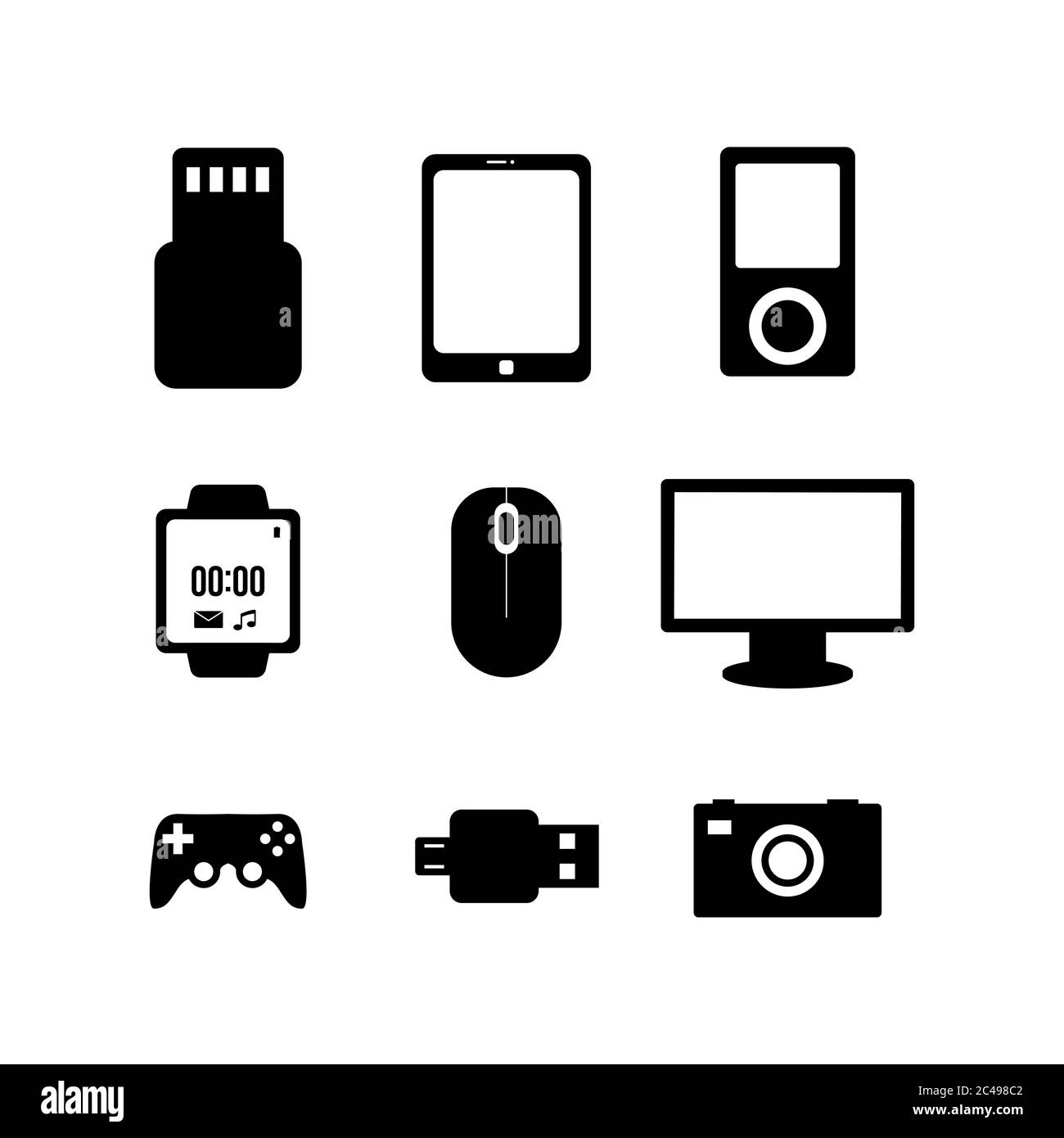 Computer und Elektronik Technologie schwarze Symbol vektor design Bild einstellen Stock Vektor