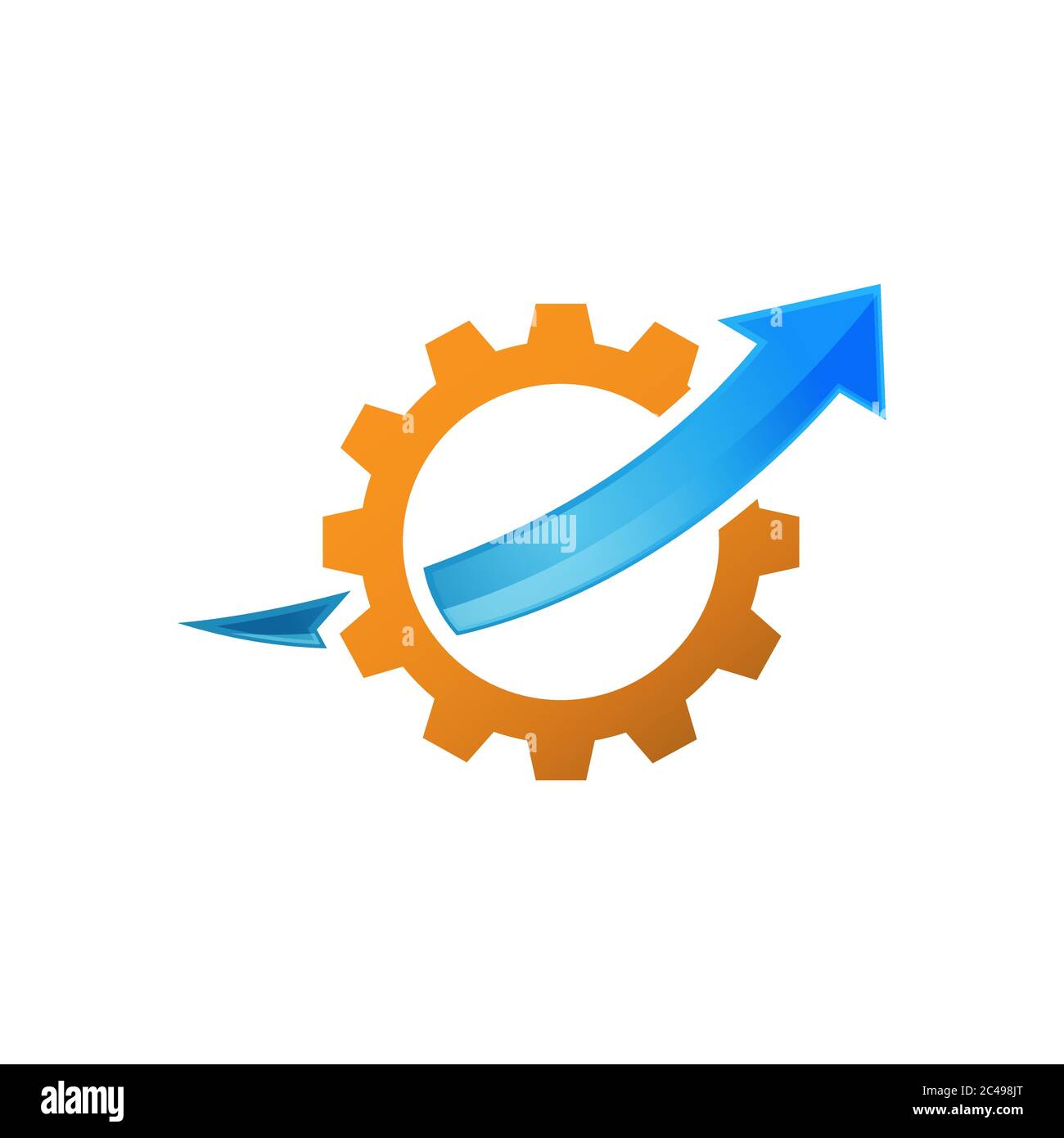 Wirtschaft Finanzen Logo Design Vector. Logo mit graph Bar und Pfeil in cog Gang Stock Vektor