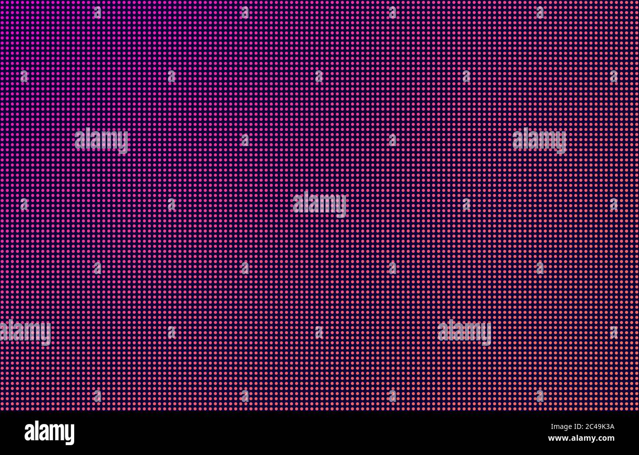 LED-Bildschirm Verlauf Hintergrund, rosa und orange Monitor Punkte. Nahaufnahme der Makrotextur des Displays. Stock Vektor