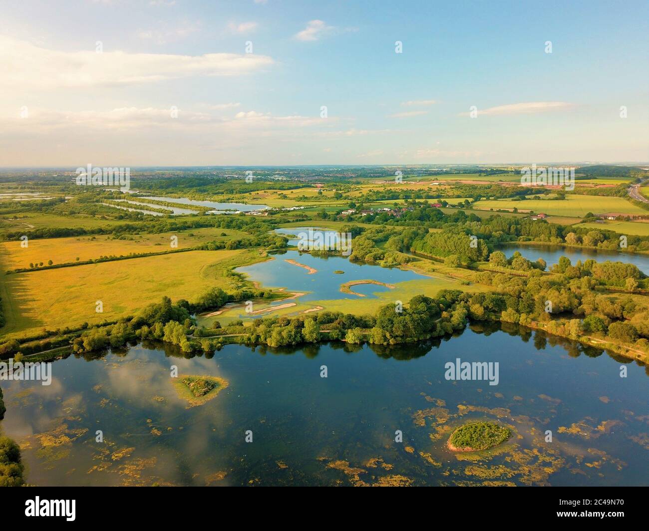 Luftaufnahme des Kingsbury Water Park Stockfoto