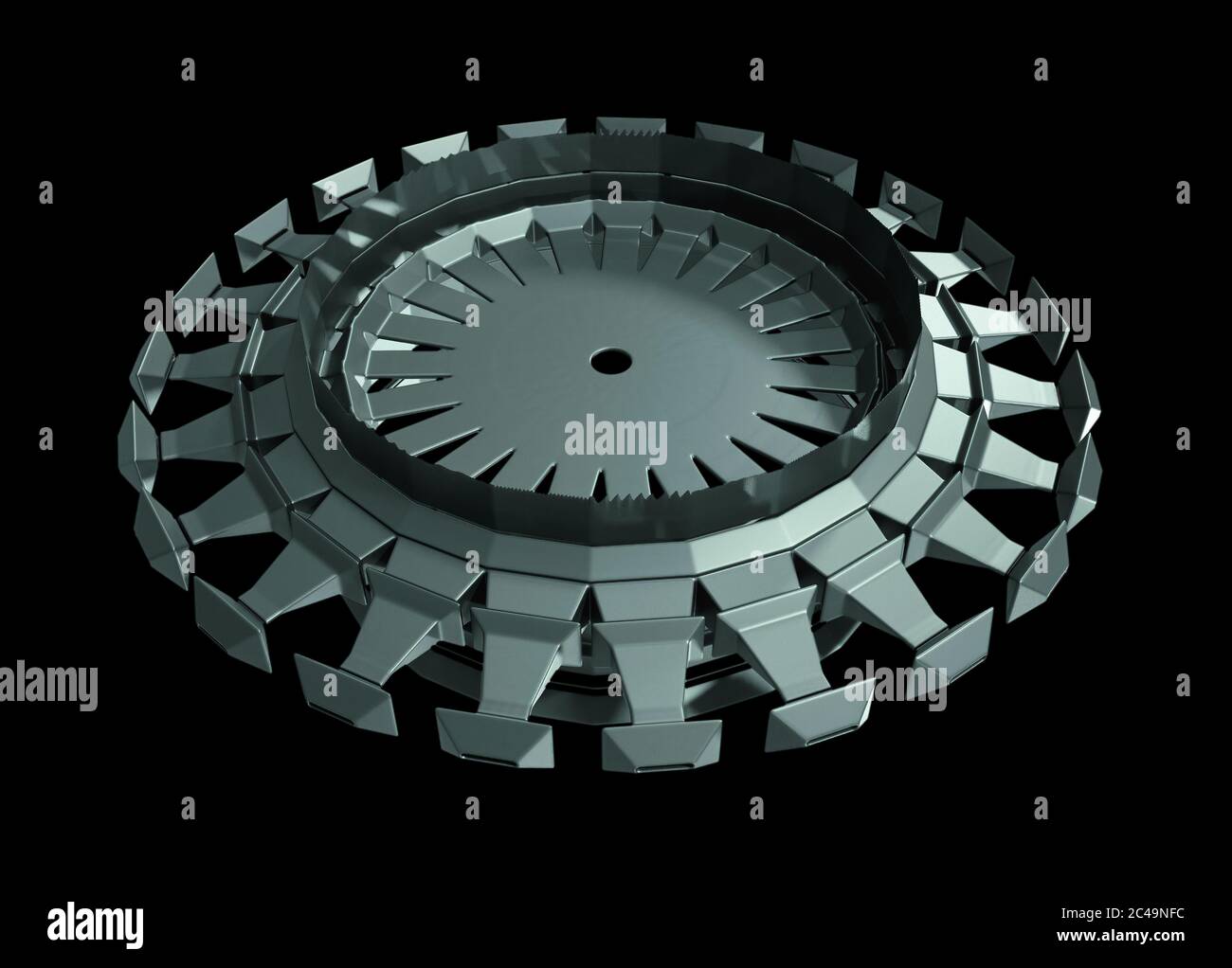 Sci-Fi Mechanisches, Robotergetriebe Isoliert Auf Schwarzem Hintergrund Stockfoto