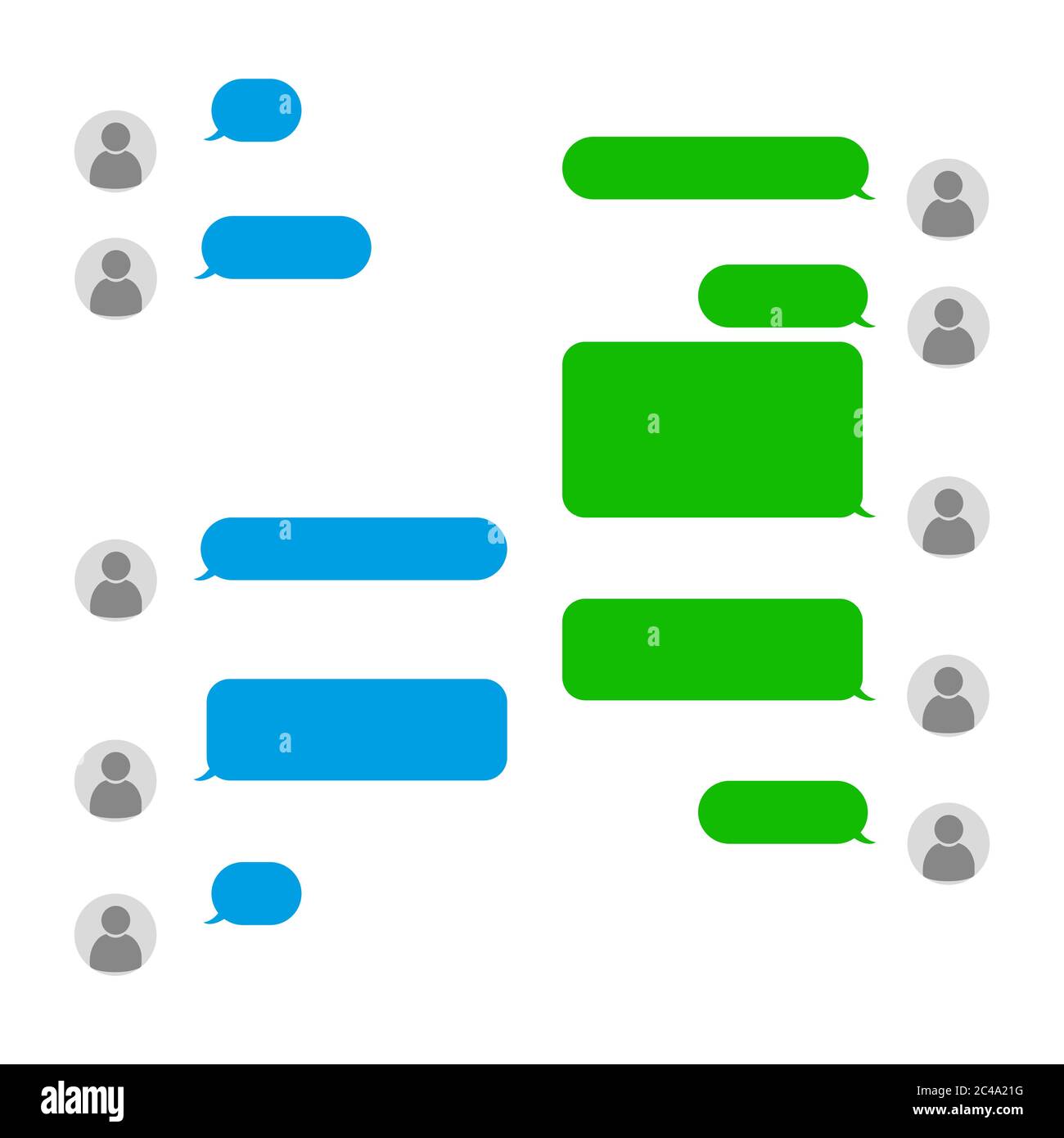 Kurznachrichten-Service-Blasen mit Ort für Text-Chat-Textfelder. Stock Vektor