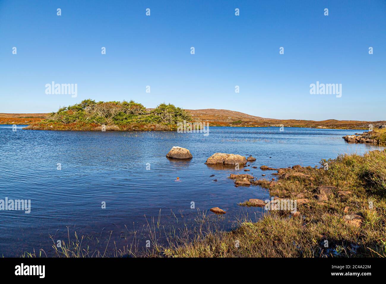 Blick über Loch Druidibeg auf der hebridischen Insel South Uist, an einem sonnigen Spätsommertag Stockfoto